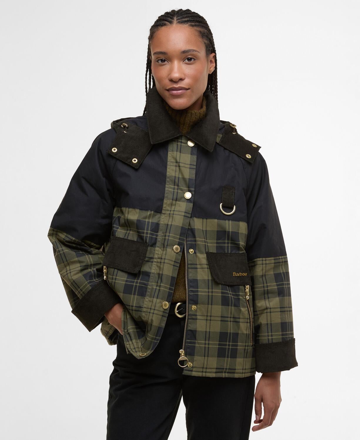 Barbour Elaine Showerproof Ceket OL51 Olive Check