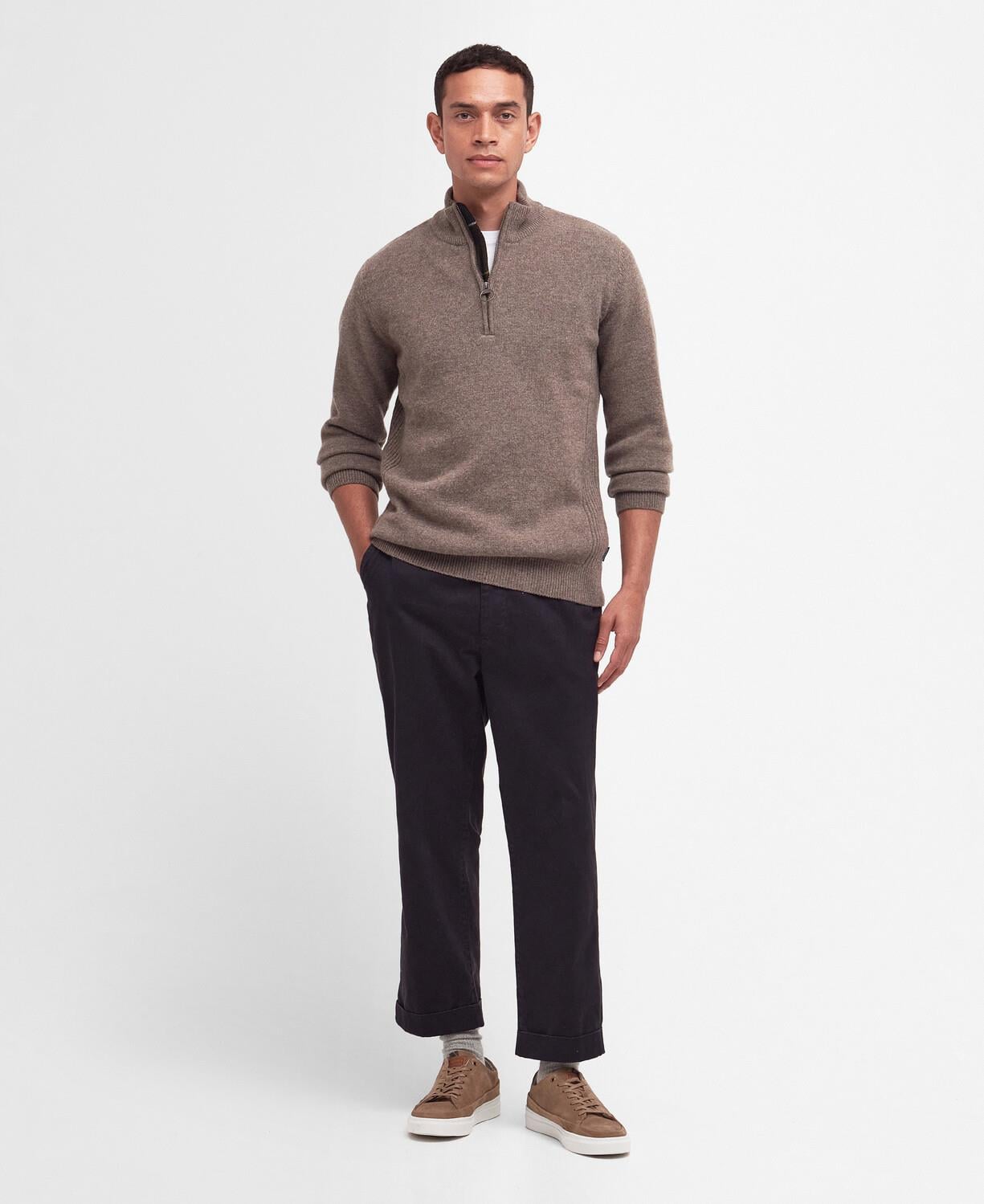 Barbour Holden Half Zip Knitted Kazak OL76 Military Marl