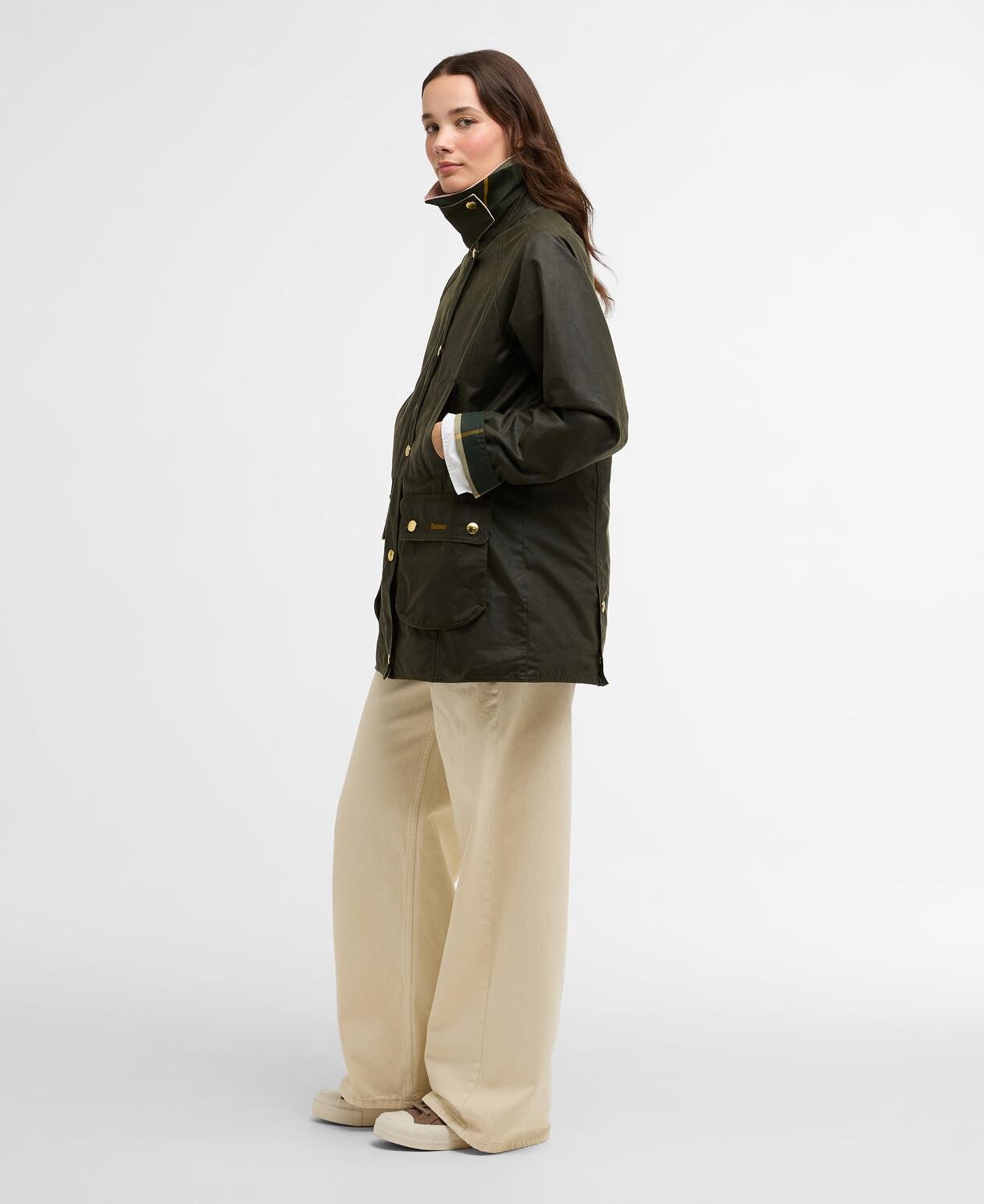 Barbour Modern Beadnell Yağlı Ceket OL99 Archive Olive-Ancient