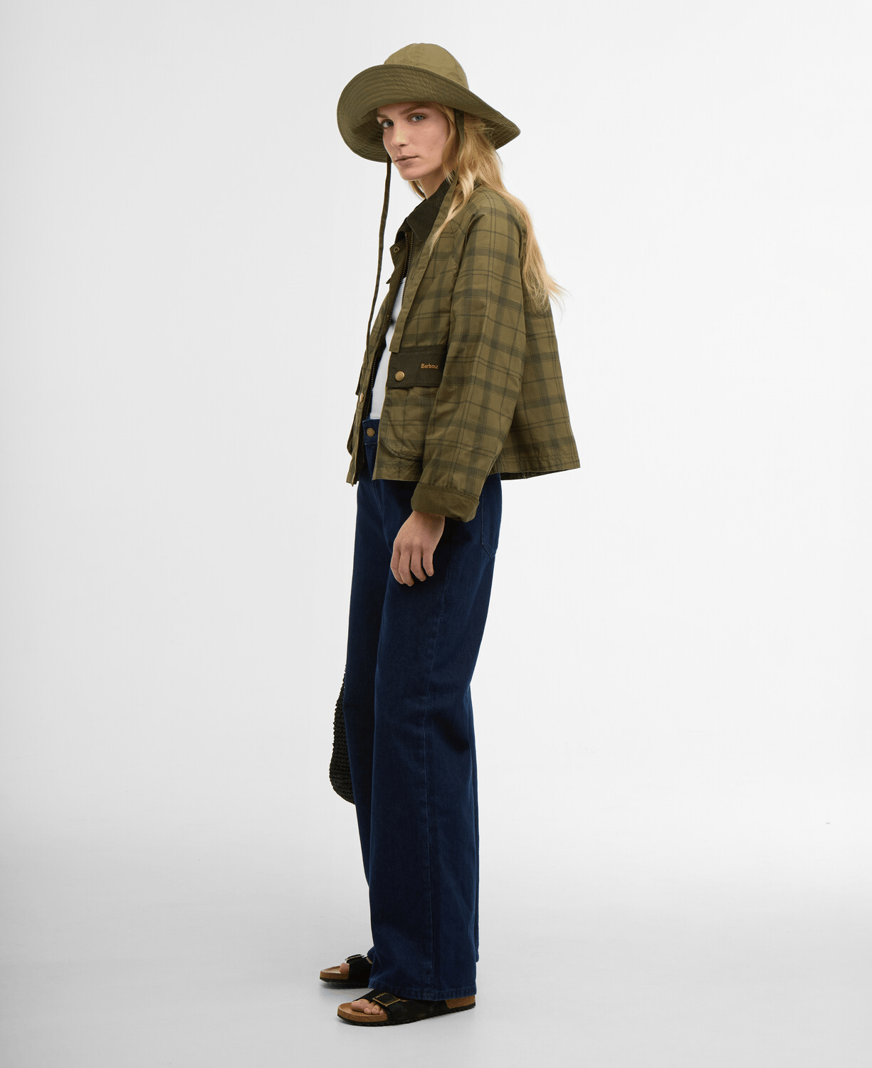 Barbour Tartan Cropped Beadnell Casual Ceket OL32 Dusky Green