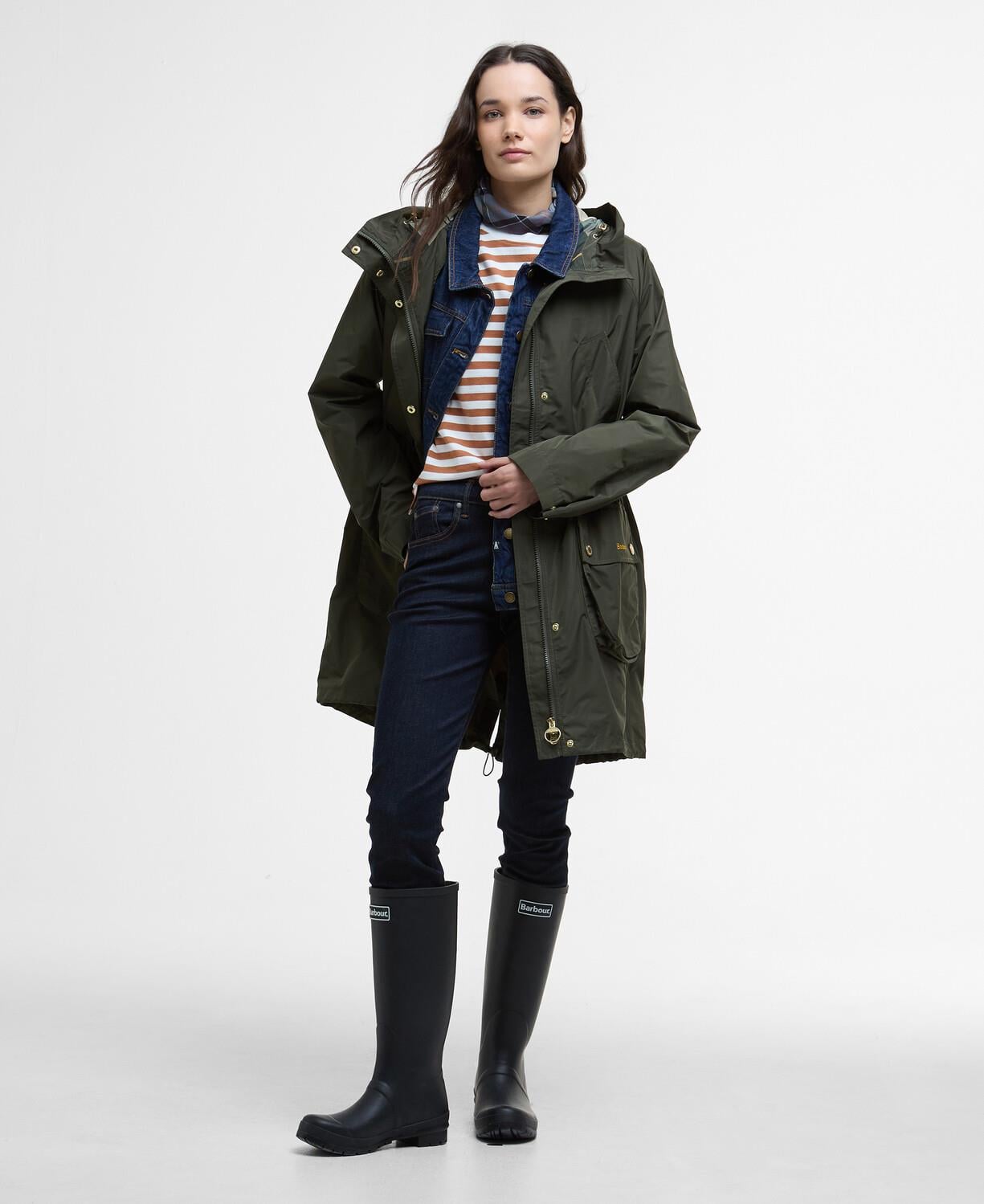 Barbour Una Showerproof Ceket OL51 Olive-Ancient Tartan