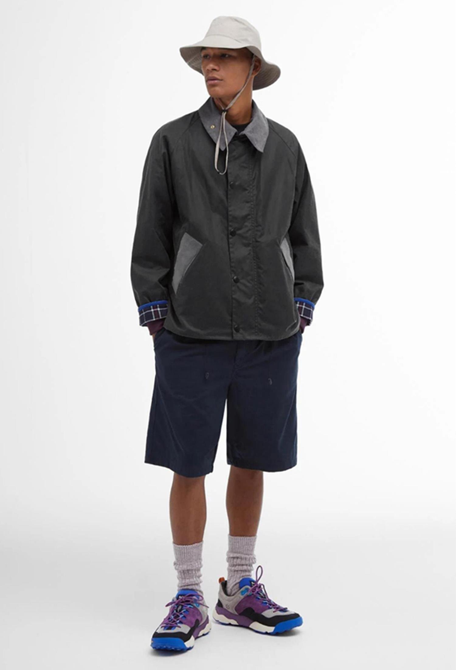 Barbour x Flower Mountain Unisex Oversize Yağlı Ceket GY93 Charcoal