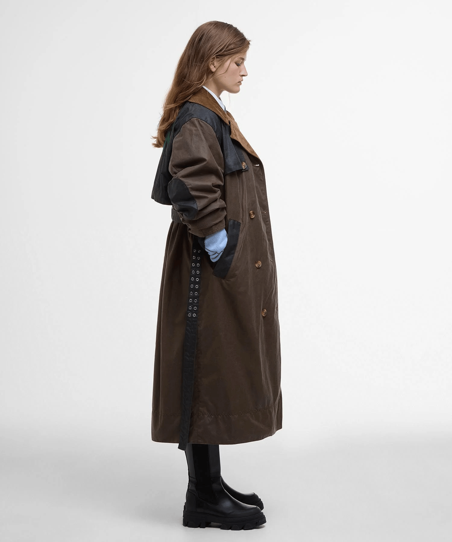 Barbour x GANNI Yağlı Trench Ceket BR51 Bark