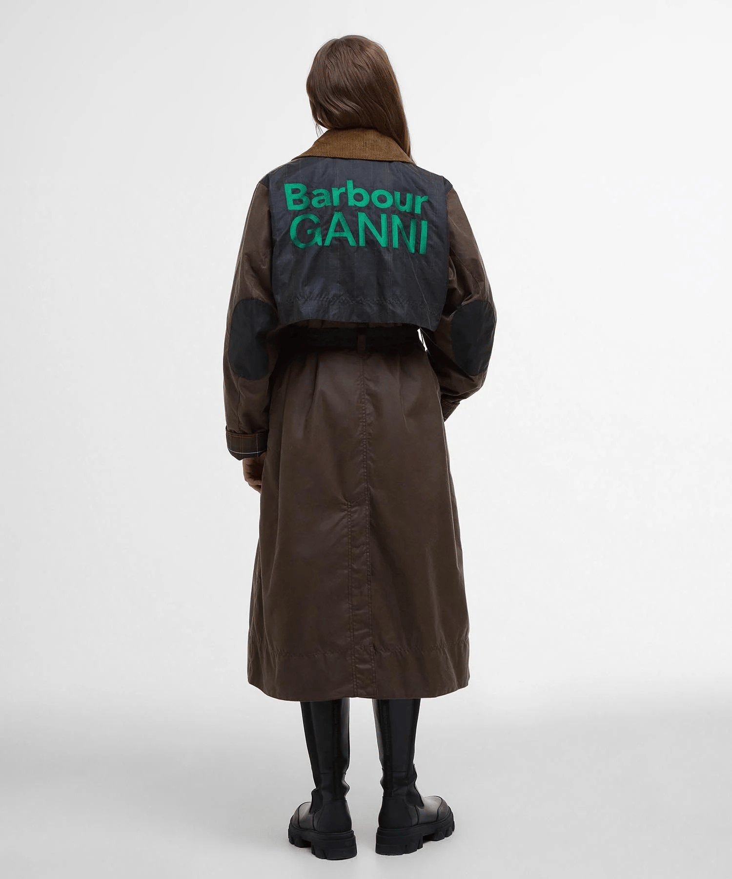 Barbour x GANNI Yağlı Trench Ceket BR51 Bark