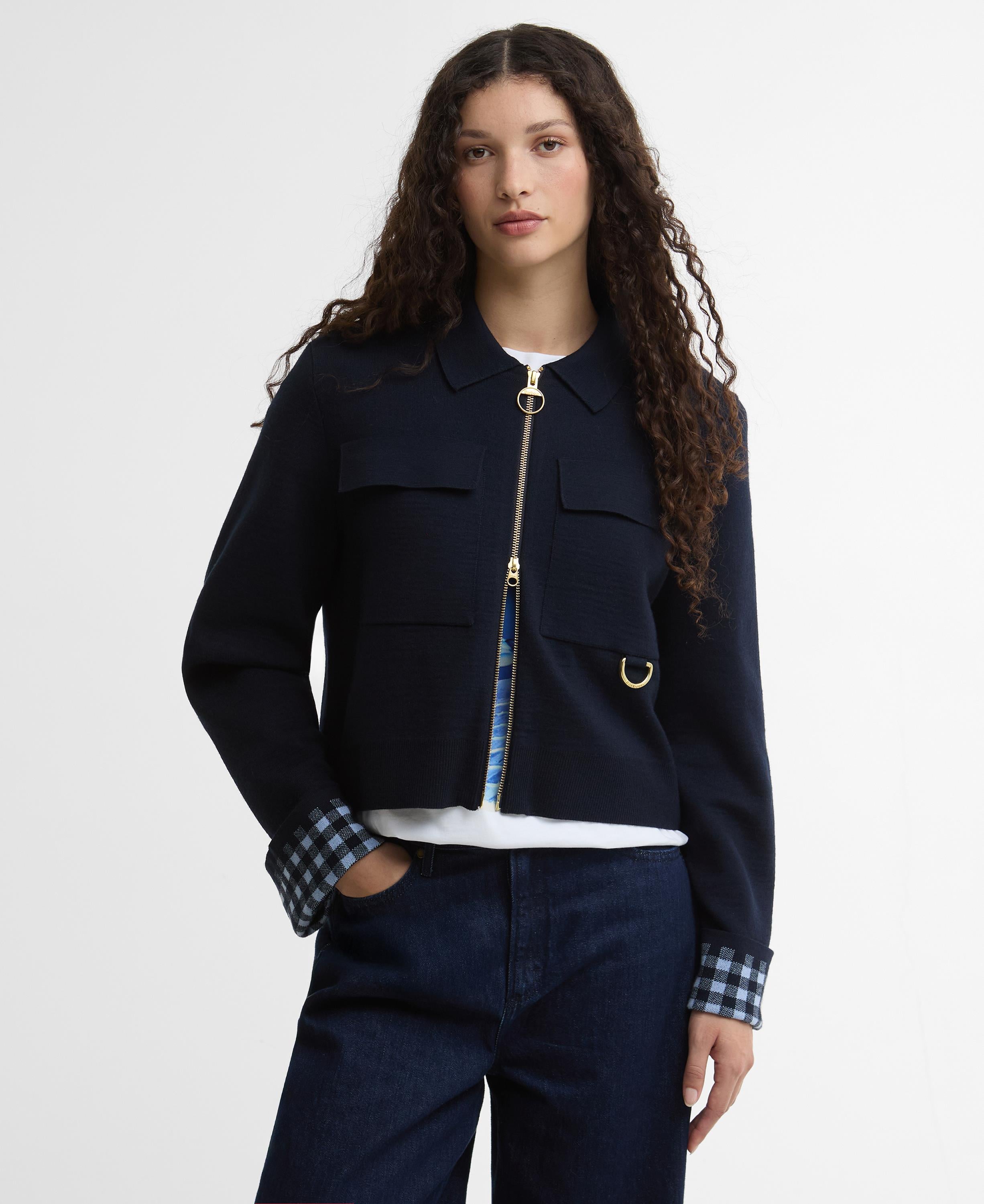 Barbour X Paul Smith Whitby Knitted Zip Through Hırka NY99 Dark Navy