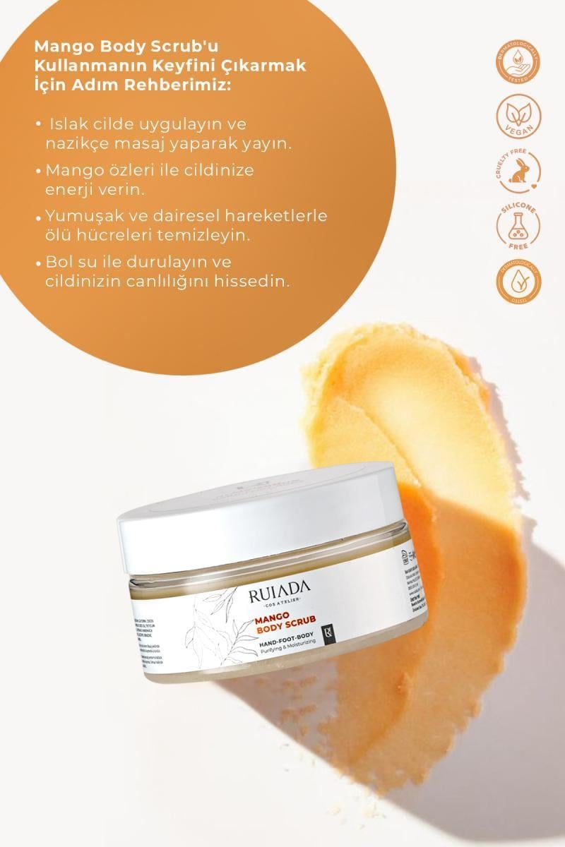 Mango Body Scrub Besleyici Arındırıcı Nemlendirici Vücut Peelingi 250 ml. (Hand-Foot-Body)