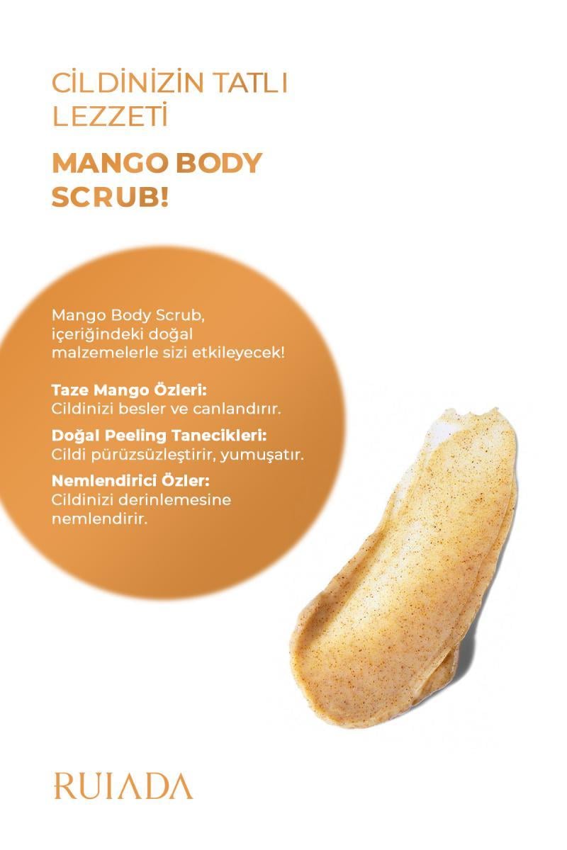 Mango Body Scrub Besleyici Arındırıcı Nemlendirici Vücut Peelingi 250 ml. (Hand-Foot-Body)
