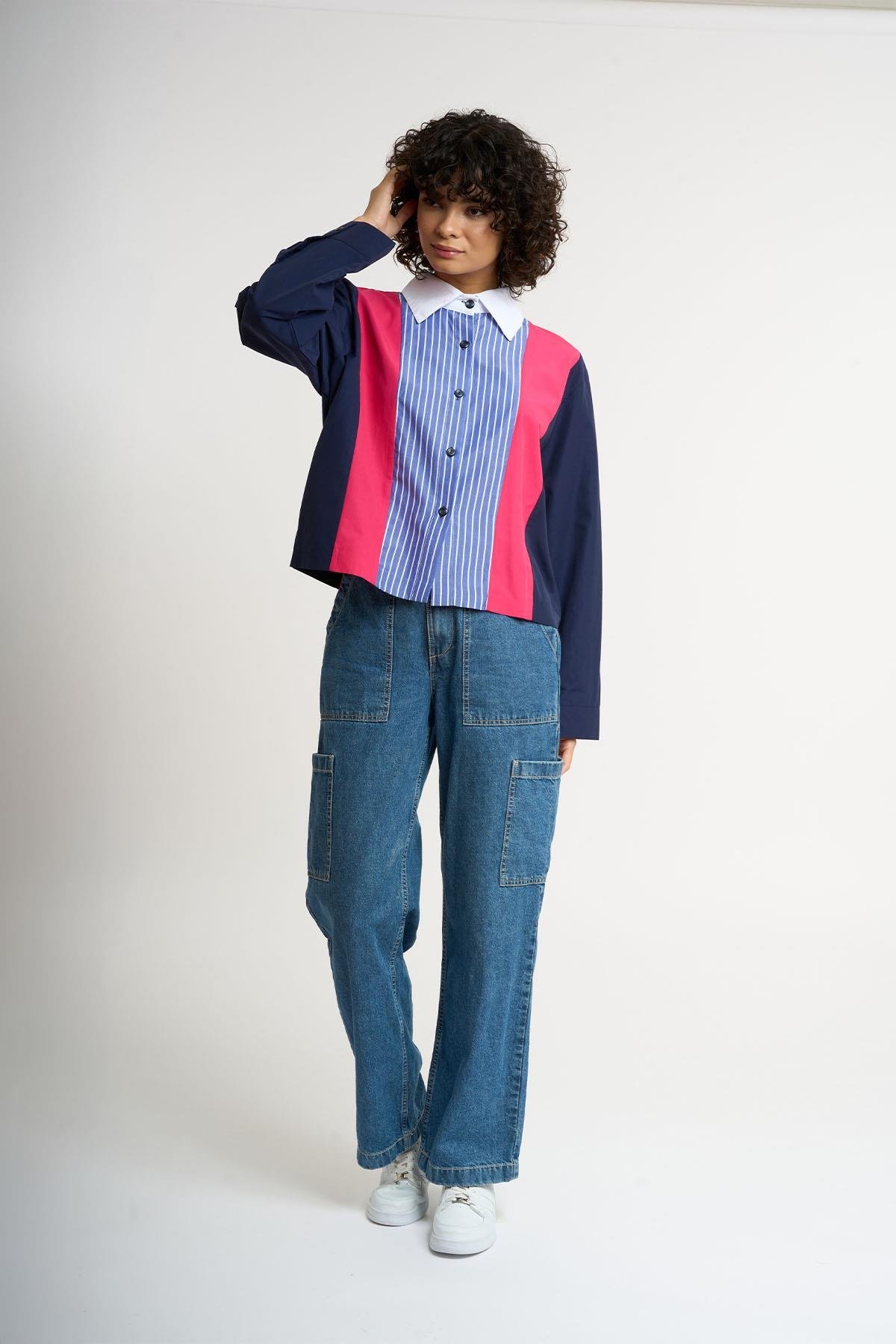 Chemise grenat rayée | Rose