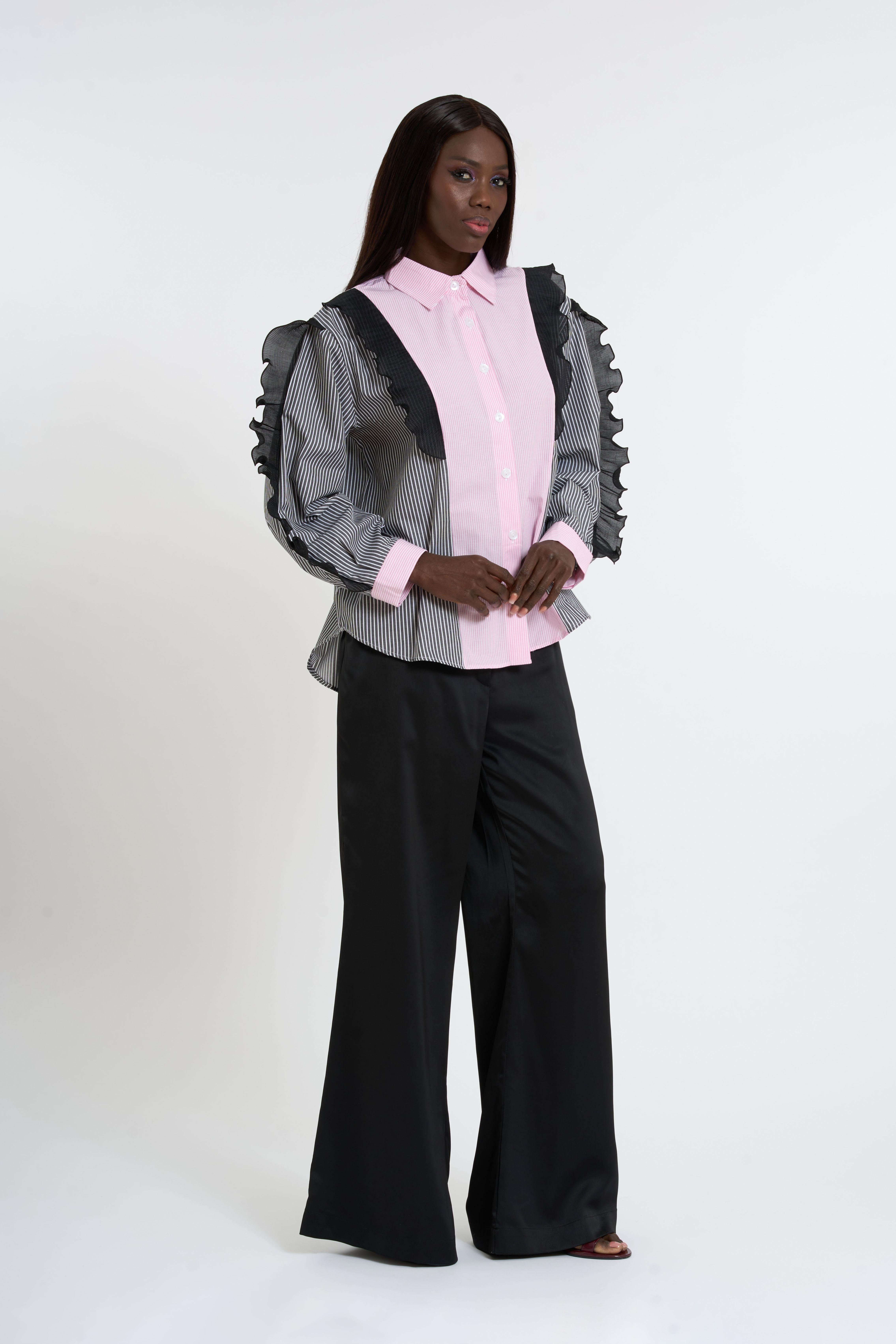 Ruffled lace shirt | Pink