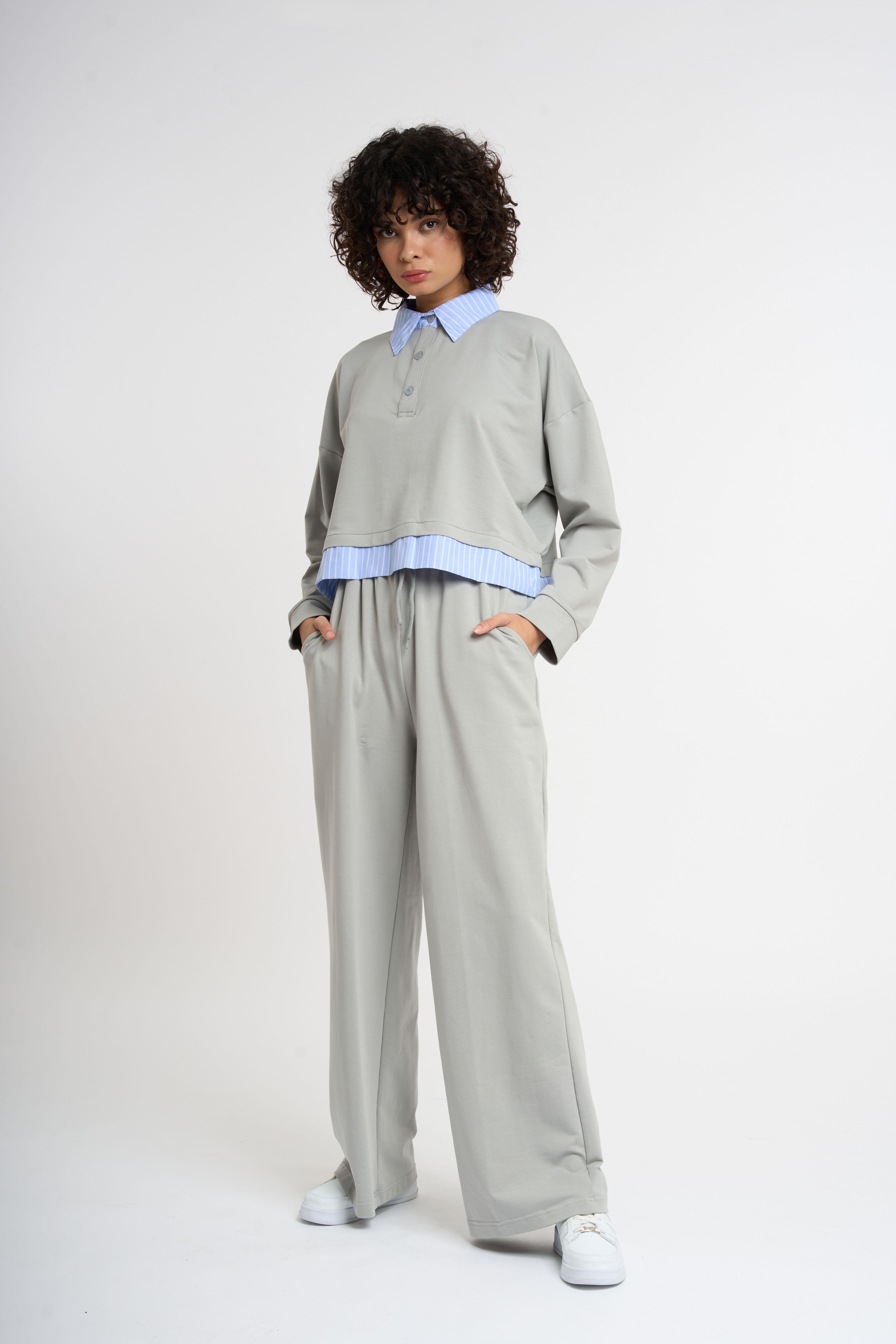 Ensemble de survêtement à col chemise | Gris