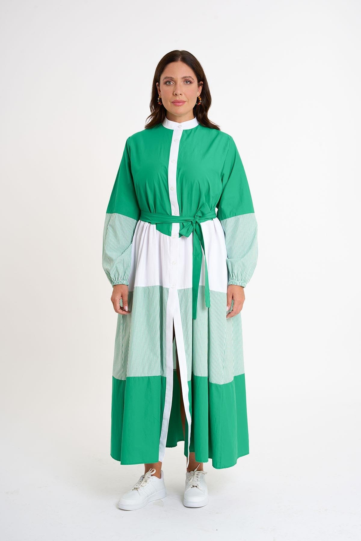 Striped Shirt Dress | Green