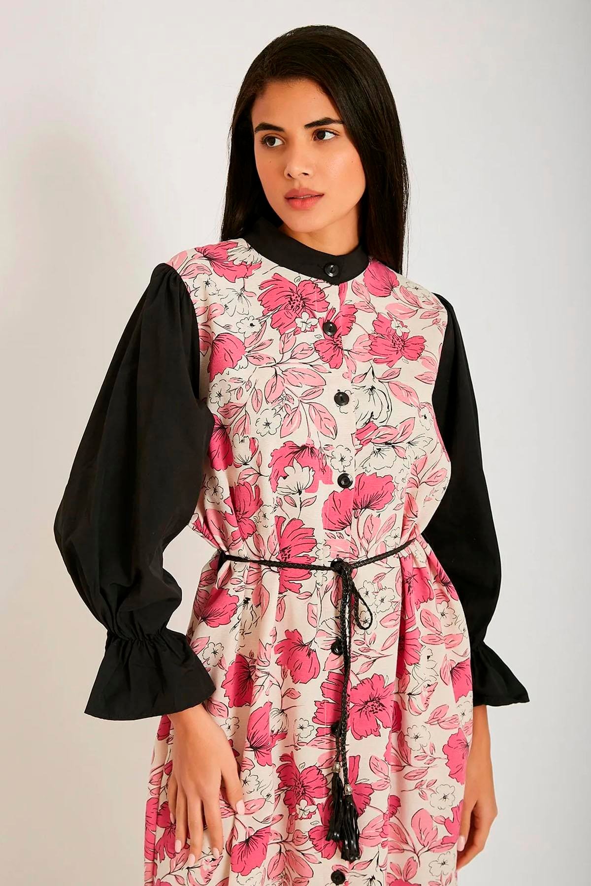 LONG FLORAL DRESS PINK