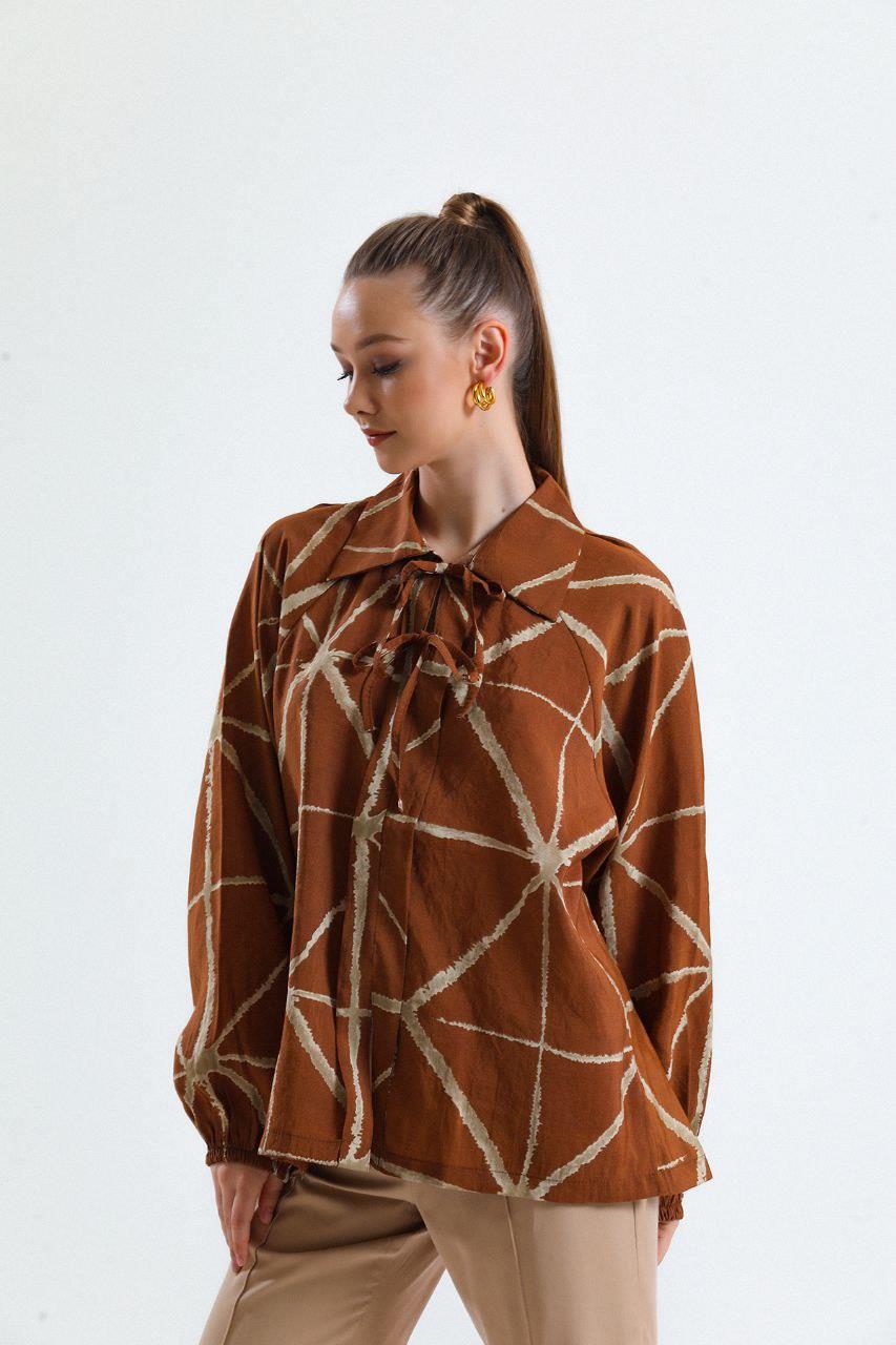 Shirt with Collar Tie Detail | Brown