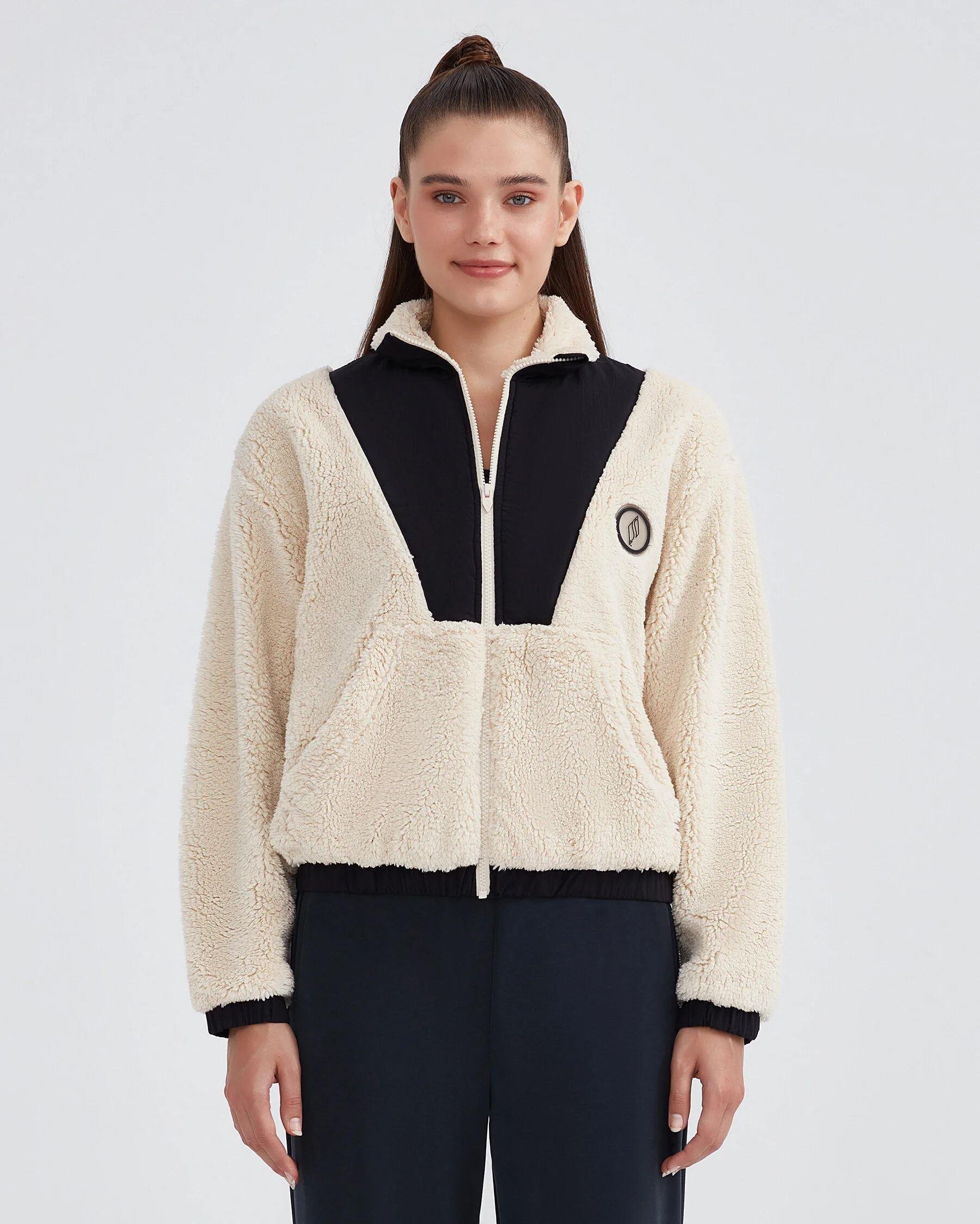 Skechers W Outdoor Fleece Half Zip Sherpa Kadın Beyaz Polar - Up&Up