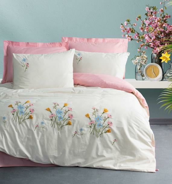 Cotton Box Brode Çift Kişilik Delbin Pembe Nevresim Takımı