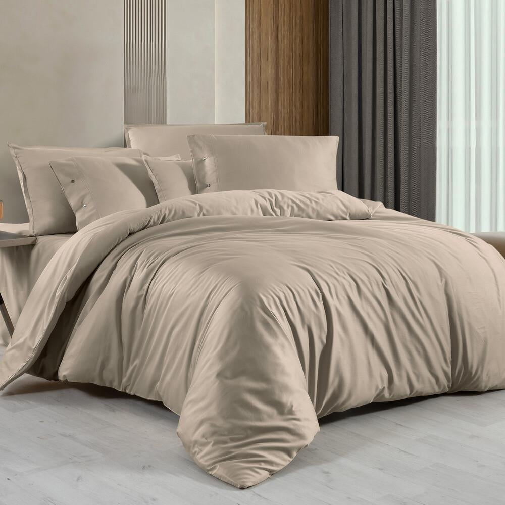 Sarev Monochrome Pamuk Saten King Size Natural Beige Nevresim Takımı