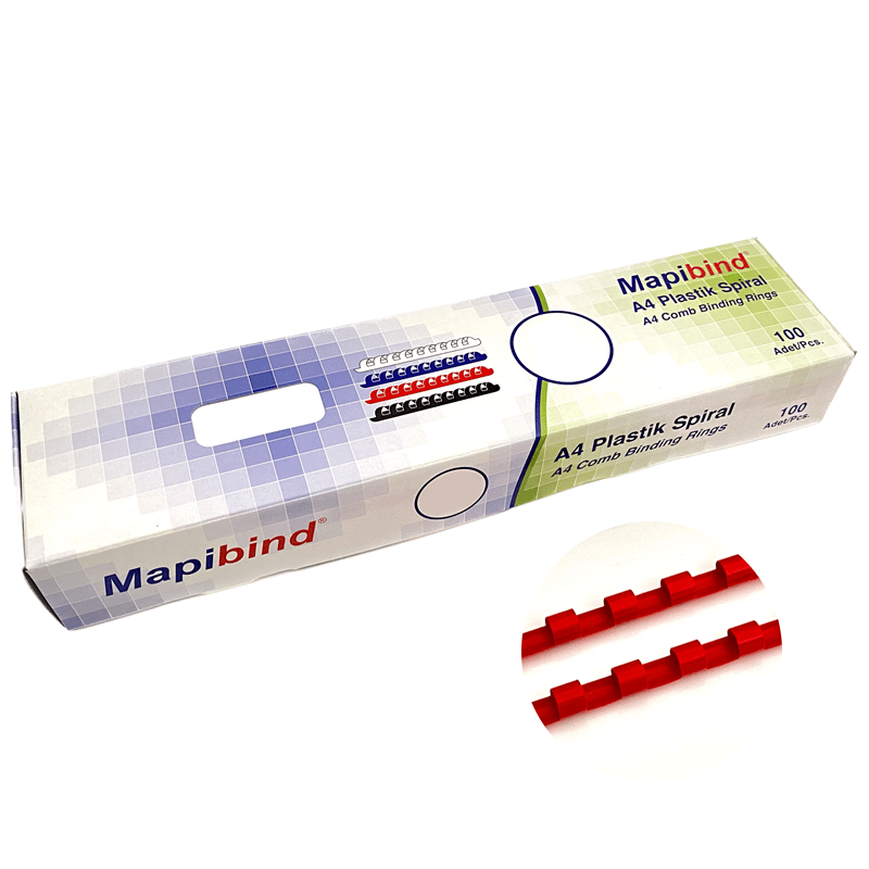 MAPİBİND 6MM PLASTİK SPİRAL KIRMIZI  100 AD.