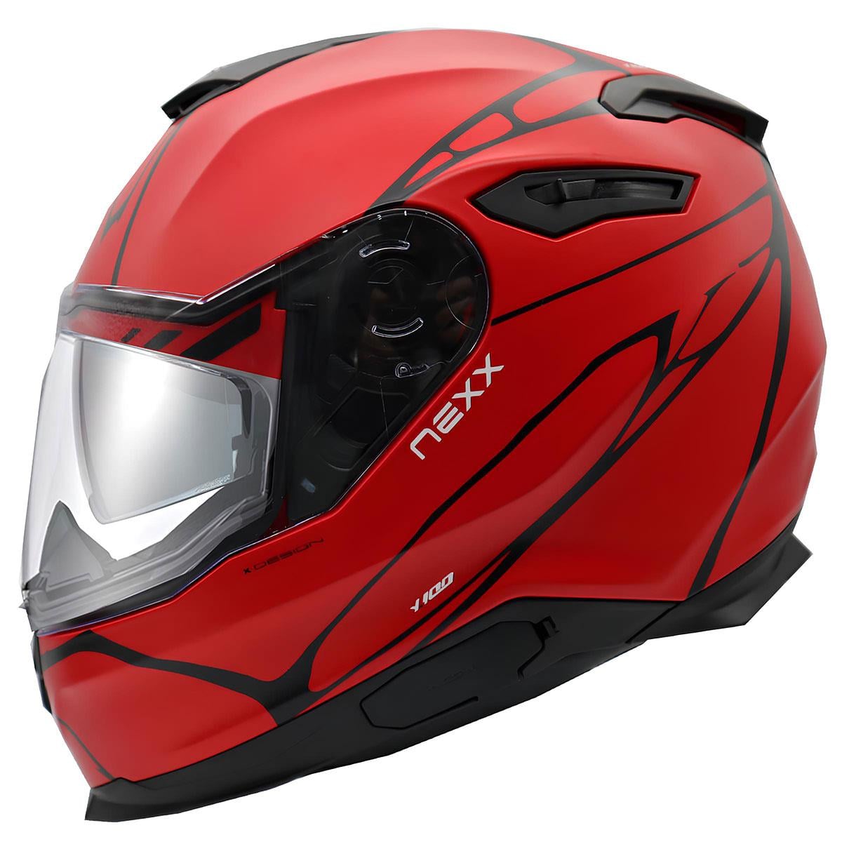 NEXX Y.100 B-SIDE MAT SİYAH-KIRMIZI KASK | NEXX | Can Motosiklet