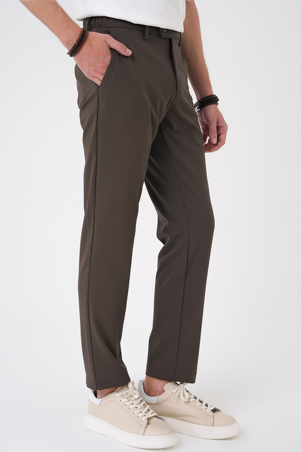 Comfort Fit Rahat Kalıp Beli Lastikli Toprak Jogger Pantolon P
