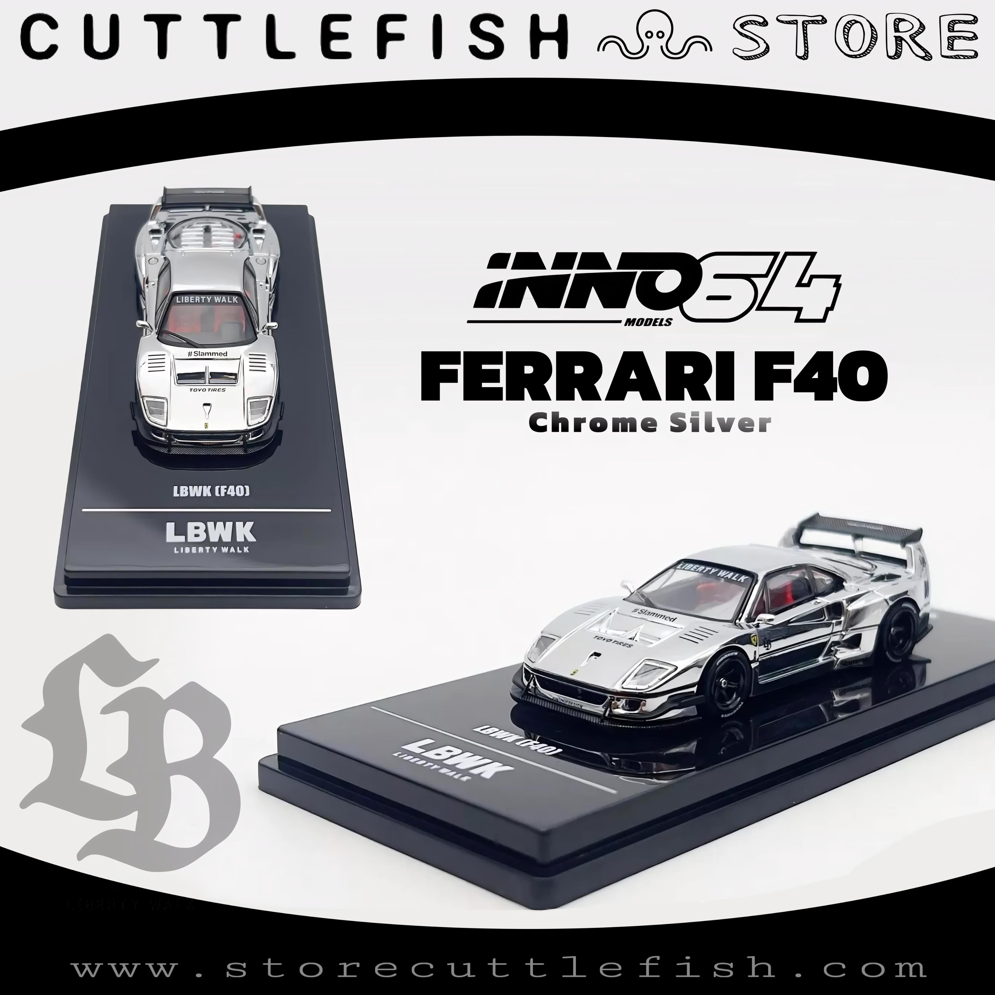 INNO64 Ferrari F40 LBWK Chrome Silver