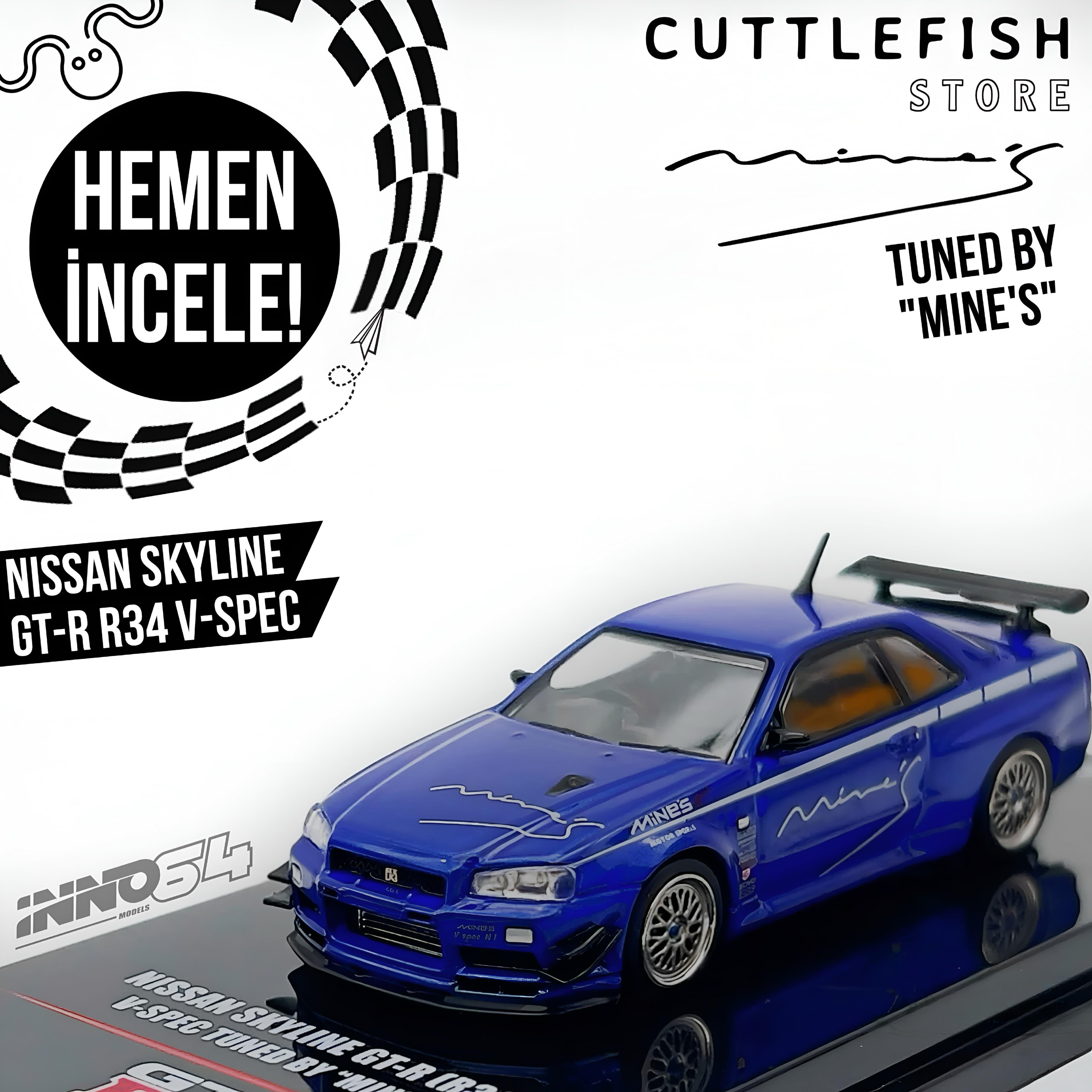 İNNO64 Nissan Skyline GT-R R34 V-Spec Tuned By Mine's Blue