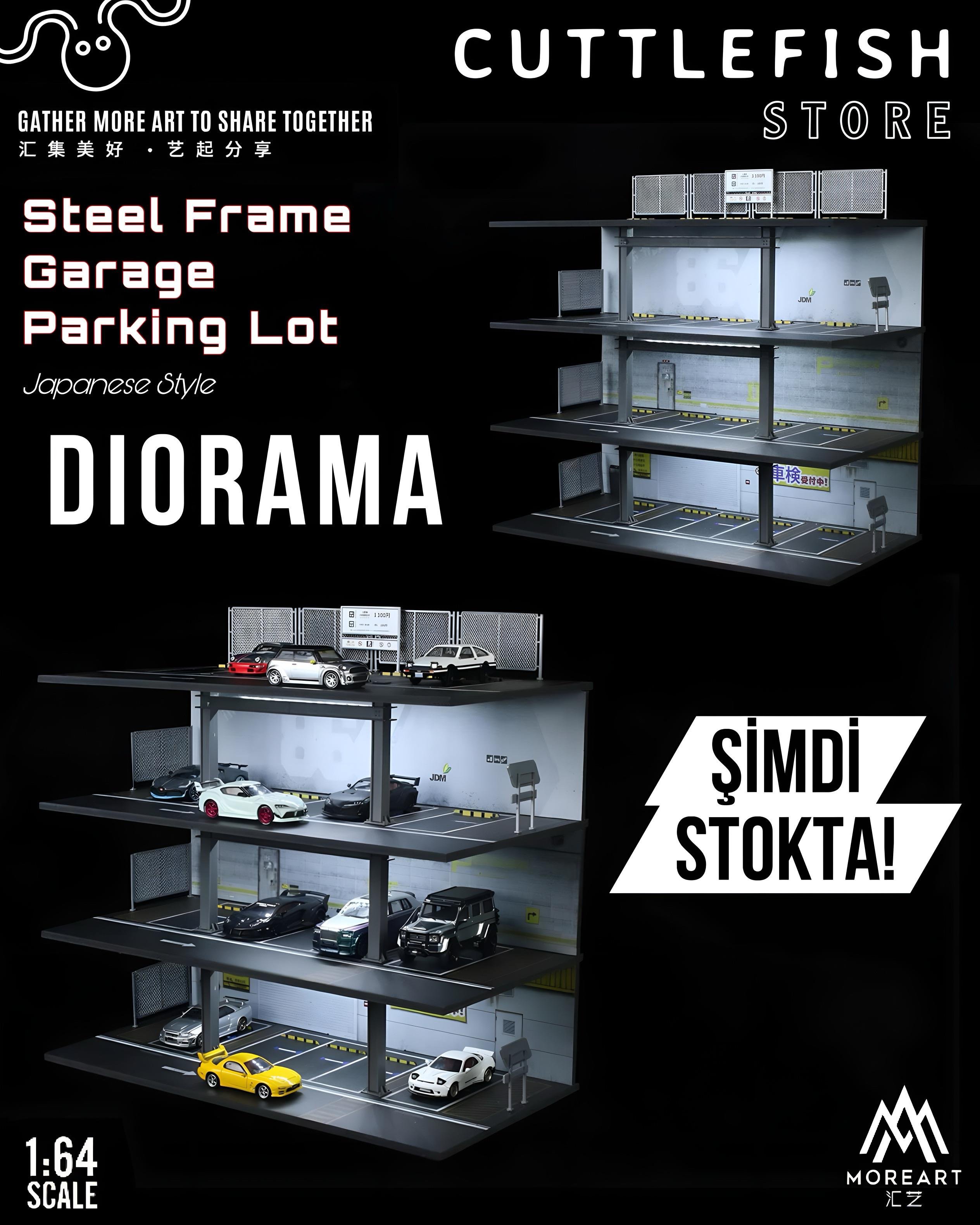 MoreArt 1/64 STEEL FRAME GARAGE PARKING LOT SCENE - Japanese Style