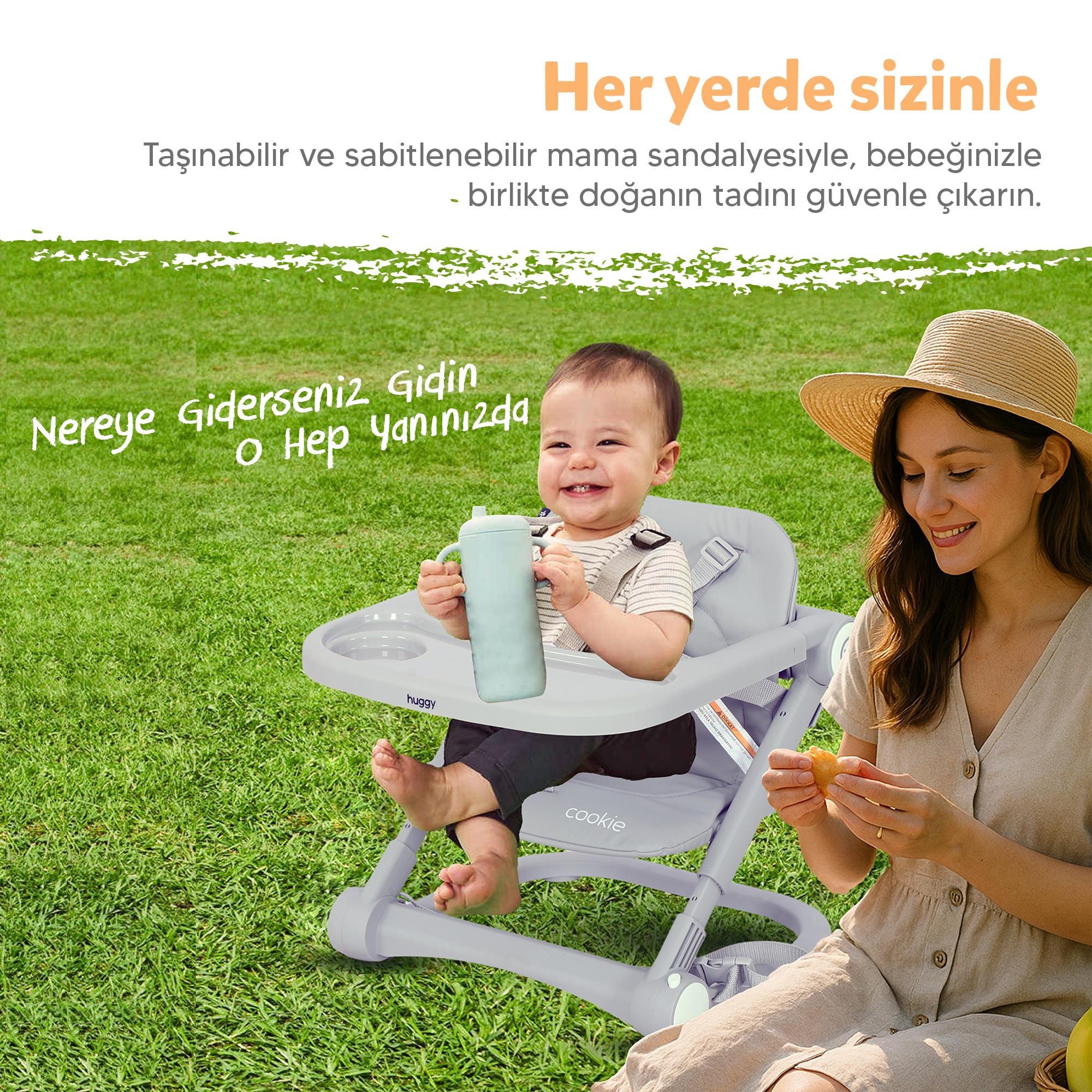 Huggy Cookie Portatif Mama Sandalyesi | Katlanabilir, Taşınabilir
