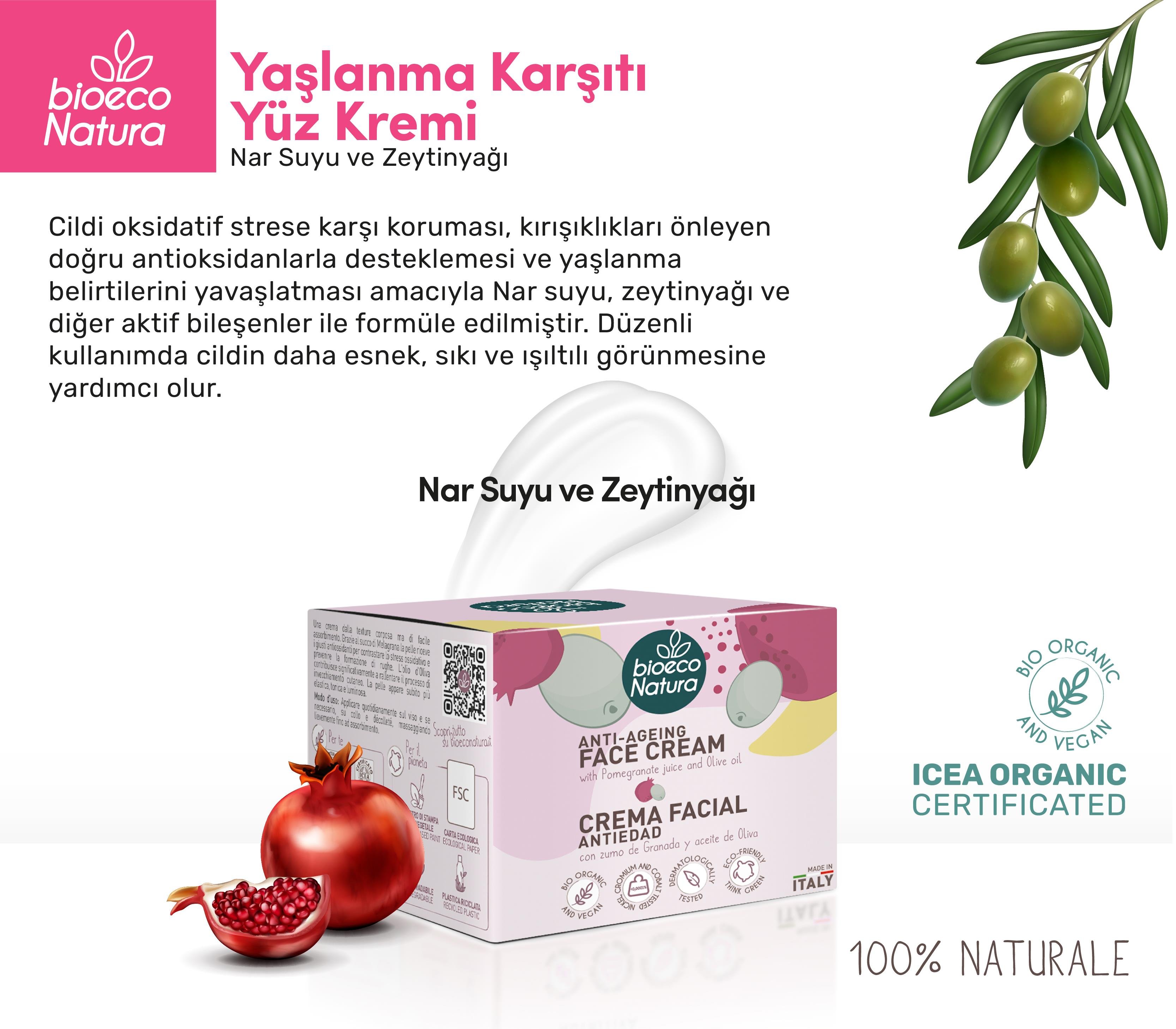 Yaşlanma Karşıtı Yüz Kremi | Nar Suyu & Zeytinyağı | Doğal Cilt Bakımı