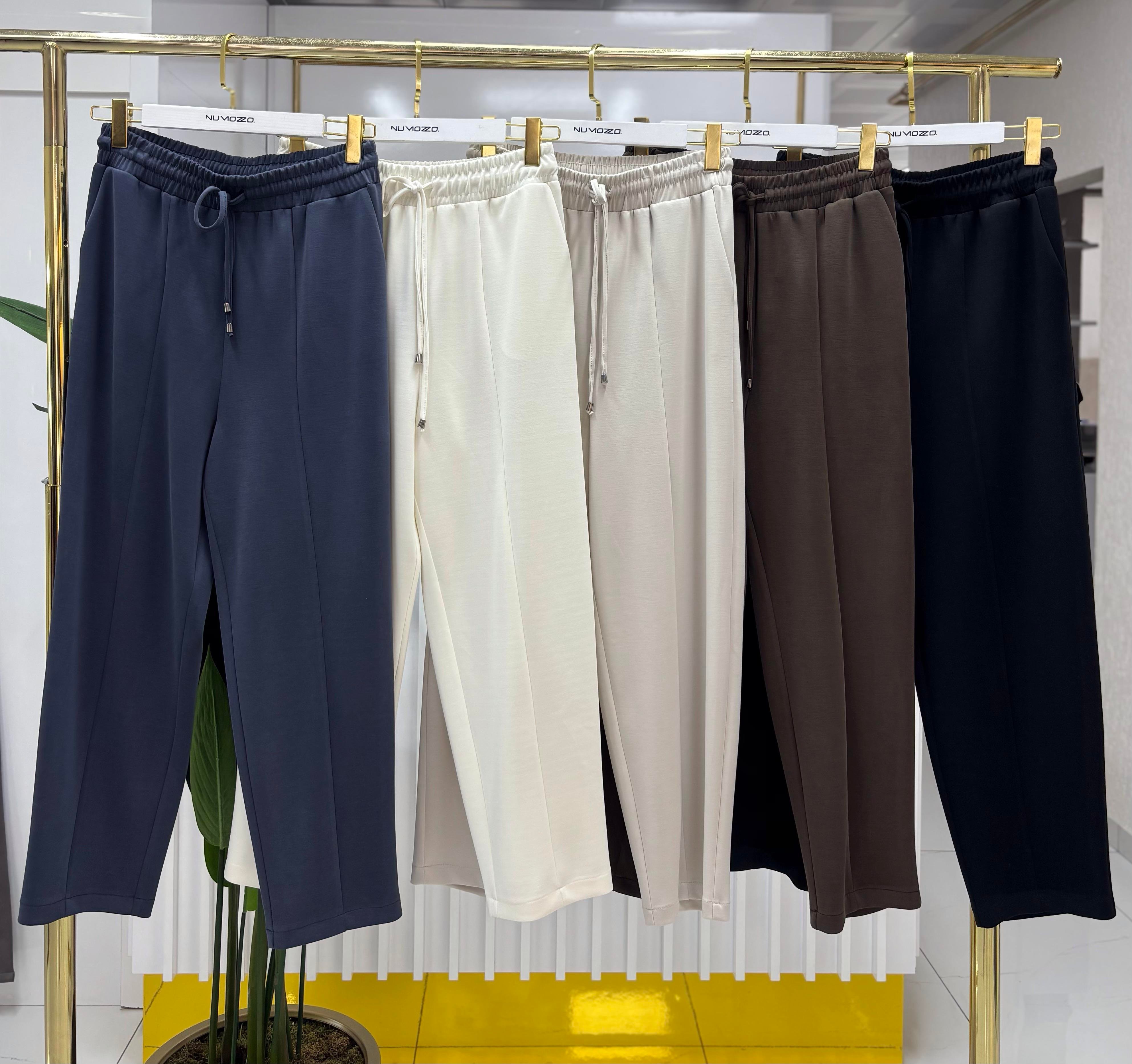 Sentez Önden Parçalı Havuç Bambu Pantolon Ekru