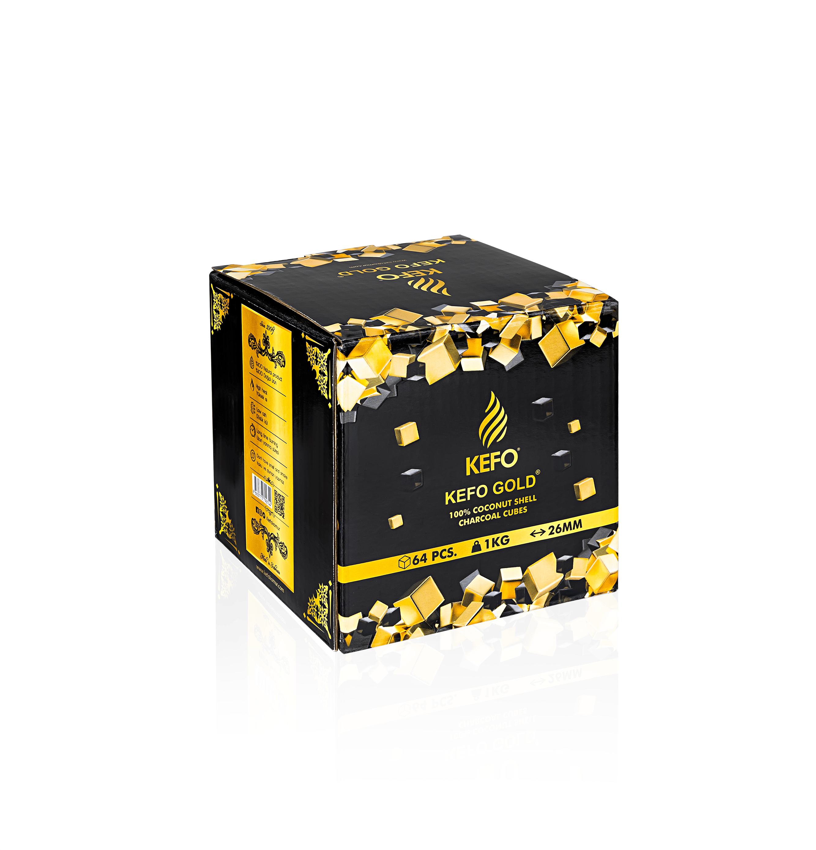 Kefo Gold 26 mm 1 Kg Hindistan Cevizi Nargile Kömürü | Küp Kömür