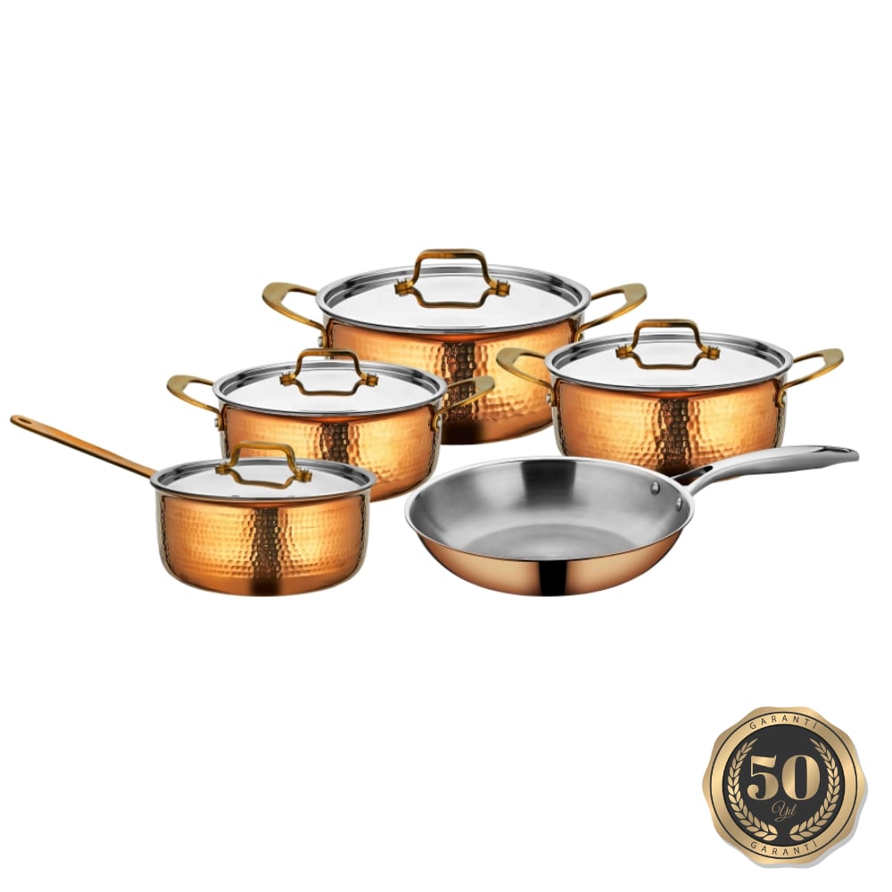 Arow Meisa 9 Parça Bakır Kaplama Tencere Seti En Uygun Fiyata