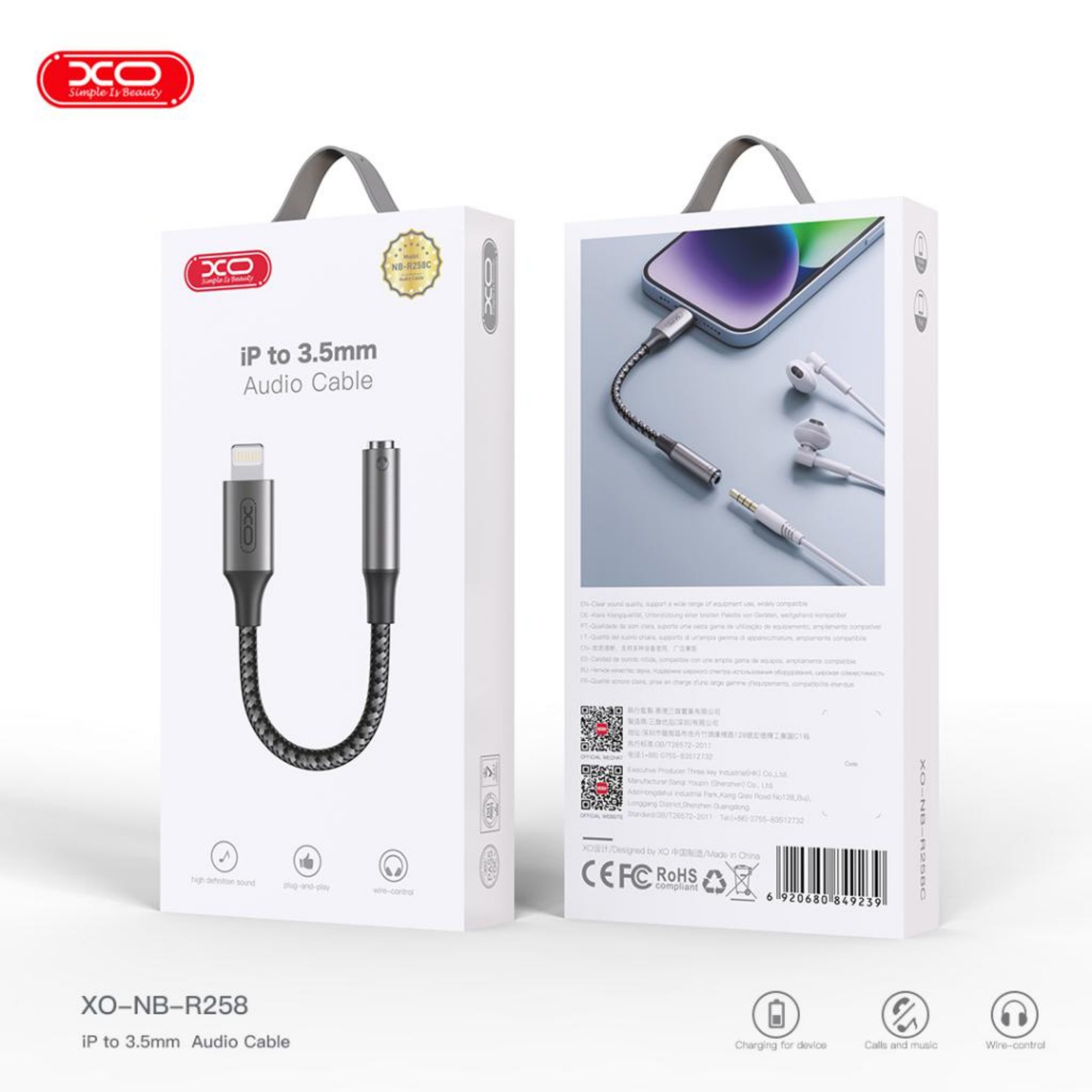 NB-R258C Lightning to 3.5 MM Aux Jack Kulaklık Çevirici Adaptör