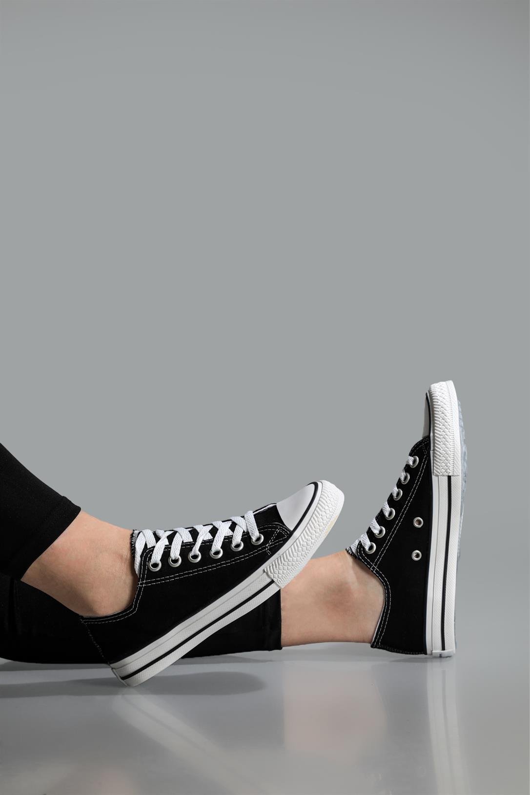 Beınsteps Bağcıklı Keten Converse Siyah Unisex Spor Ayakkabı 200 | Ayakkabı  City