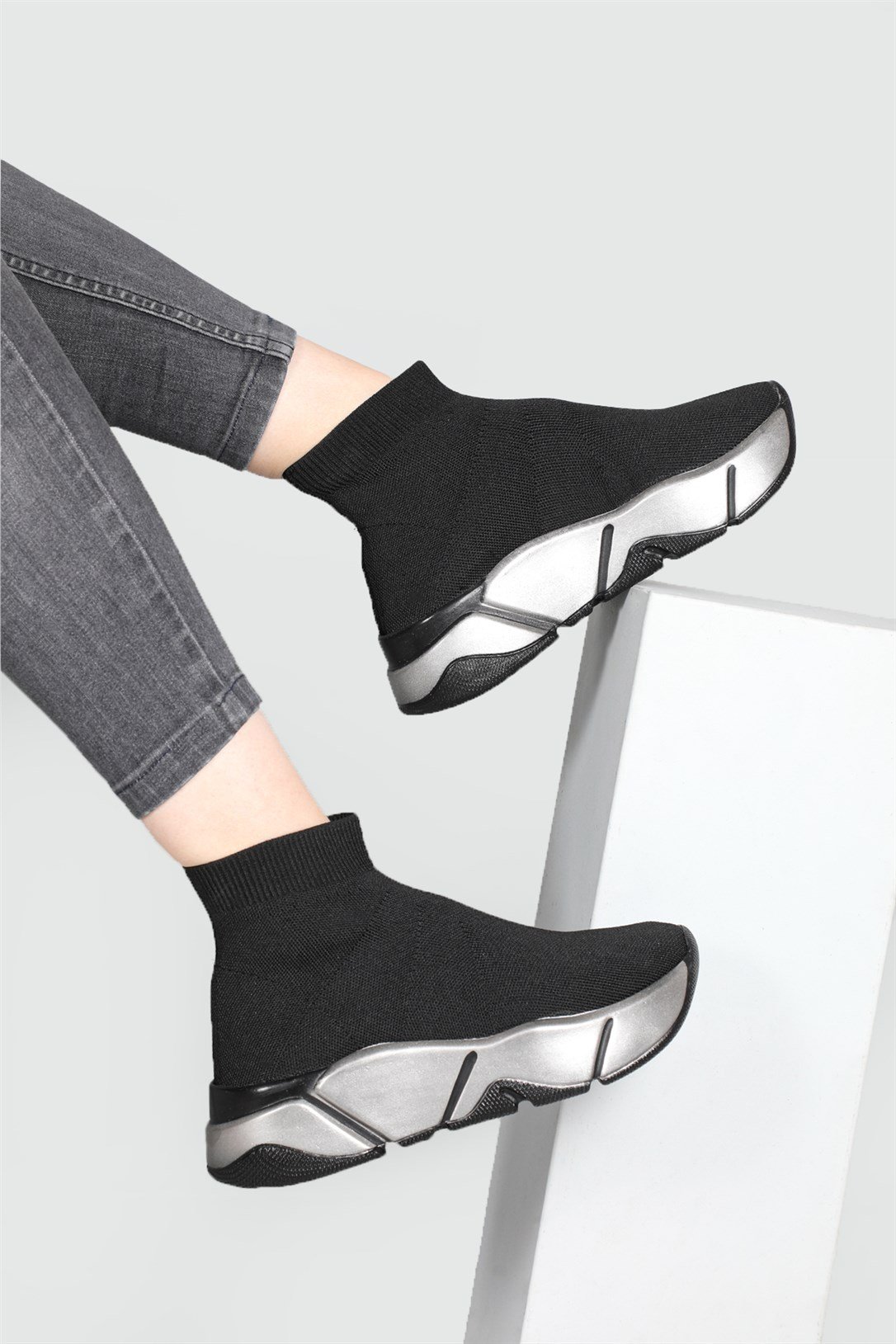 Beınsteps Çorap Model Yüksek Bilekli Sneakers Syh Platin Kadın Spor Ayakkabı  RSL-401 | Ayakkabı City