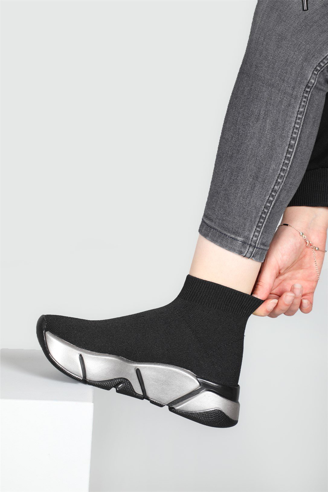 Beınsteps Çorap Model Yüksek Bilekli Sneakers Syh Platin Kadın Spor  Ayakkabı RSL-401 | Ayakkabı City