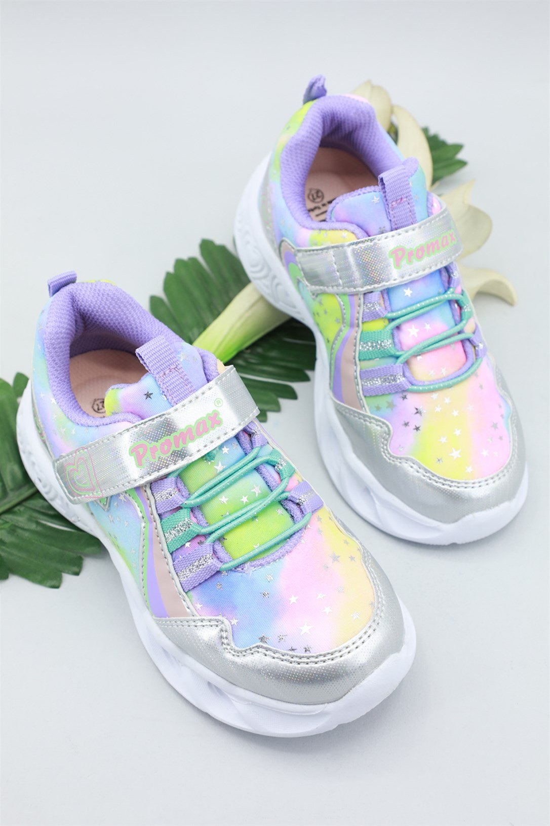 Promax Işıklı Gökkuşağı Sneaker Gri Gökkuşağı Çocuk Spor Ayakkabı 1719 |  Ayakkabı City