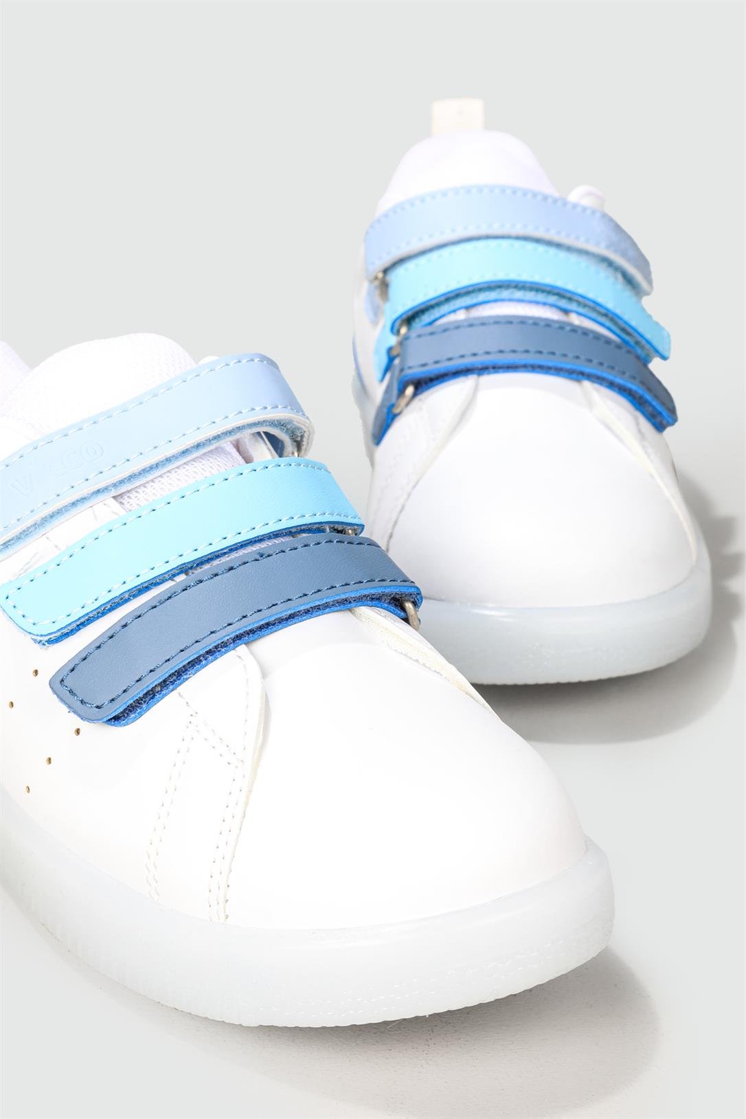Vicco Kaymaz Taban Işıklı Cırtlı Beyaz Mavi Çocuk Spor Ayakkabı SUN |  Ayakkabı City