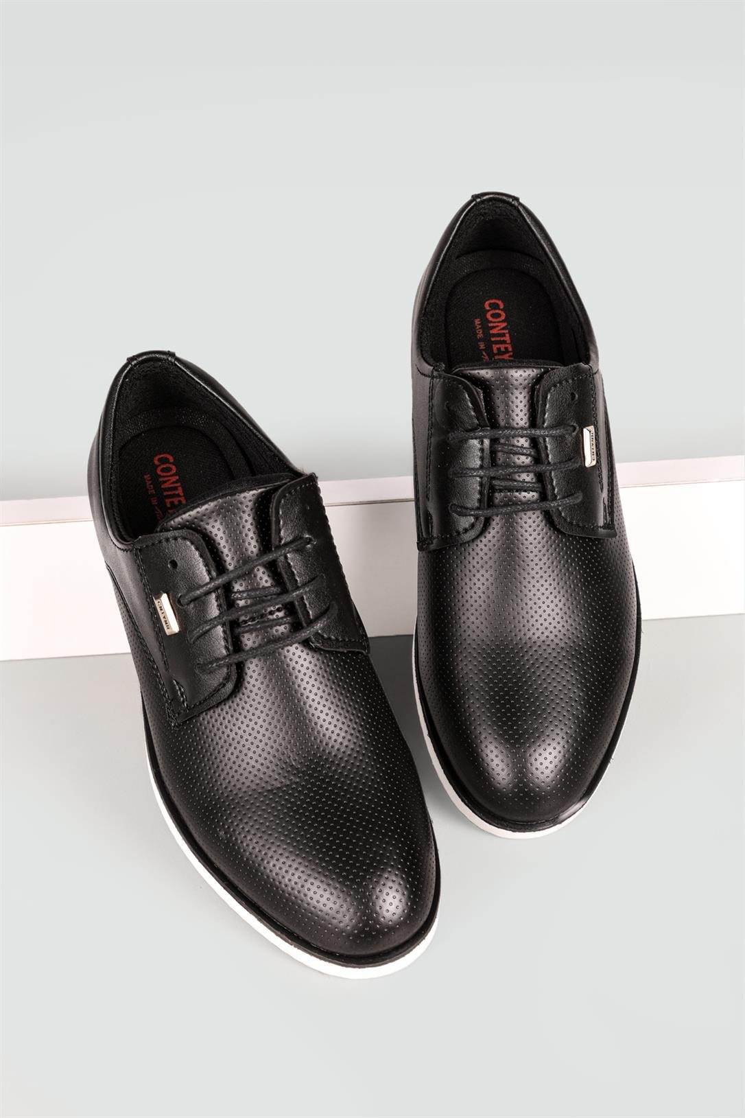 Conteyner Klasik Siyah Baskılı Beyaz Erkek Ayakkabı 681 | Ayakkabı City
