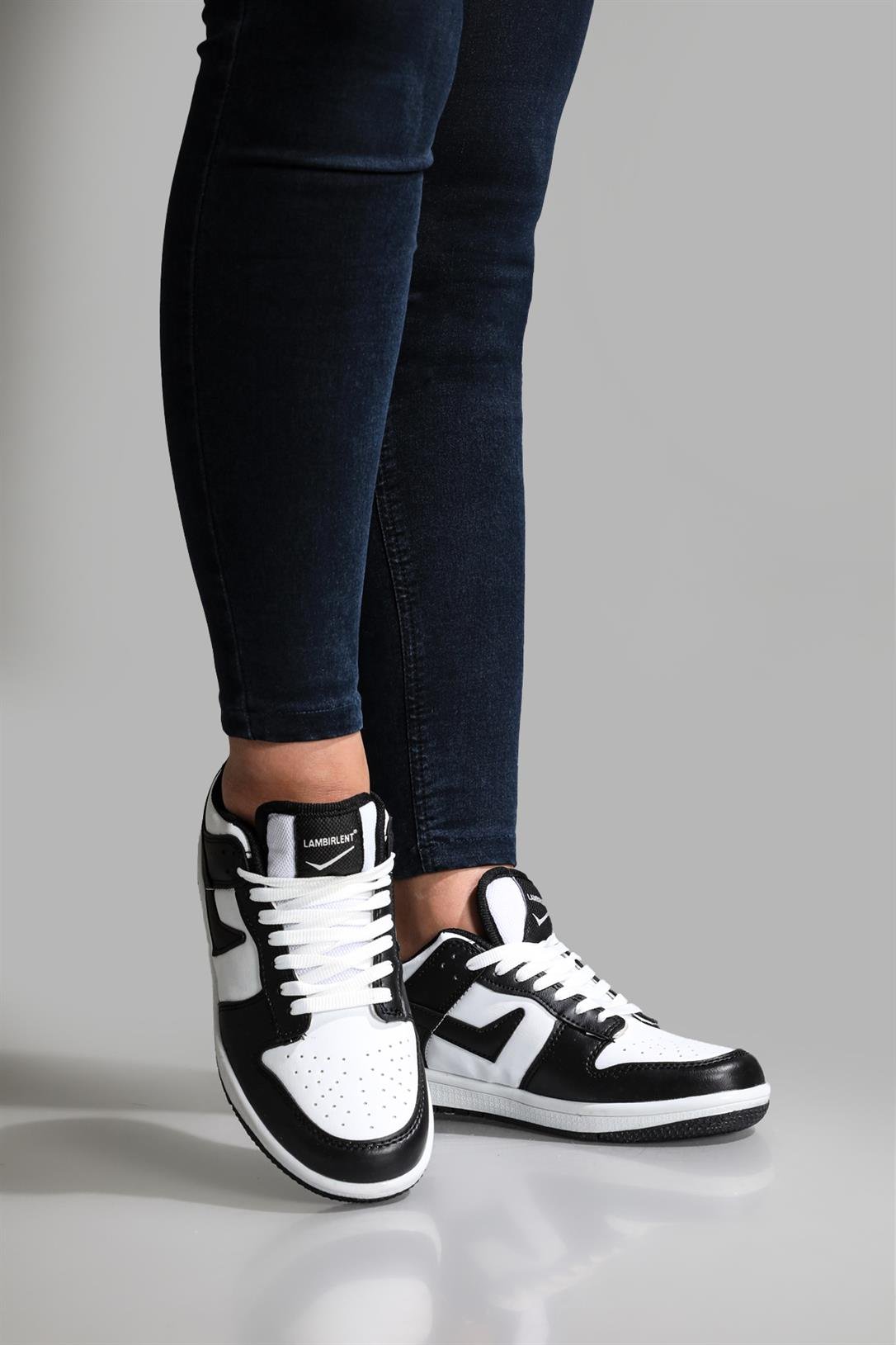 Lambırlent Sneakers Siyah Beyaz Unisex Spor Ayakkabı 8075 | Ayakkabı City