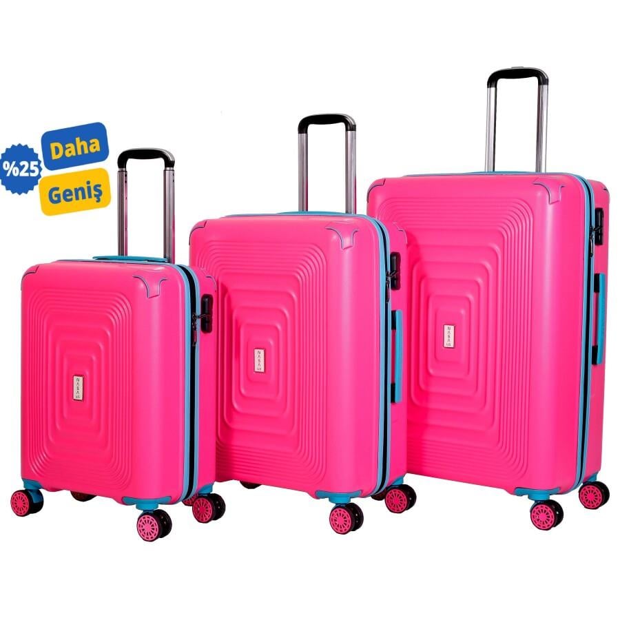 NASA U.S Ring Pembe 3 lü Valiz Seti (Büyük+Orta+Kabin) NASA U.S