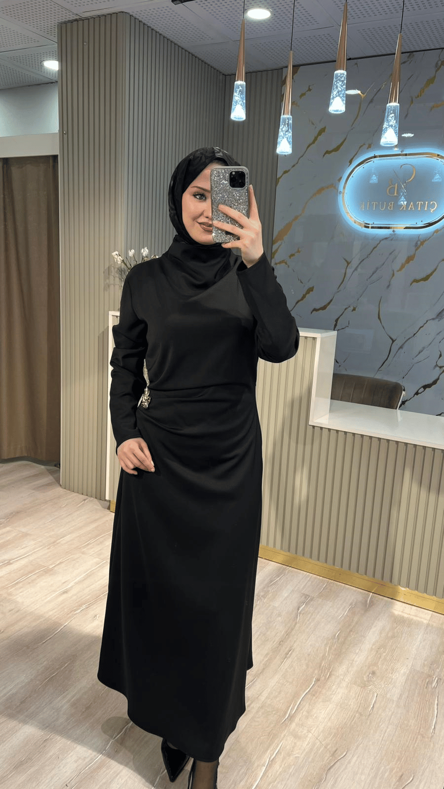 GHİSA 4329 ELBİSE - SİYAH