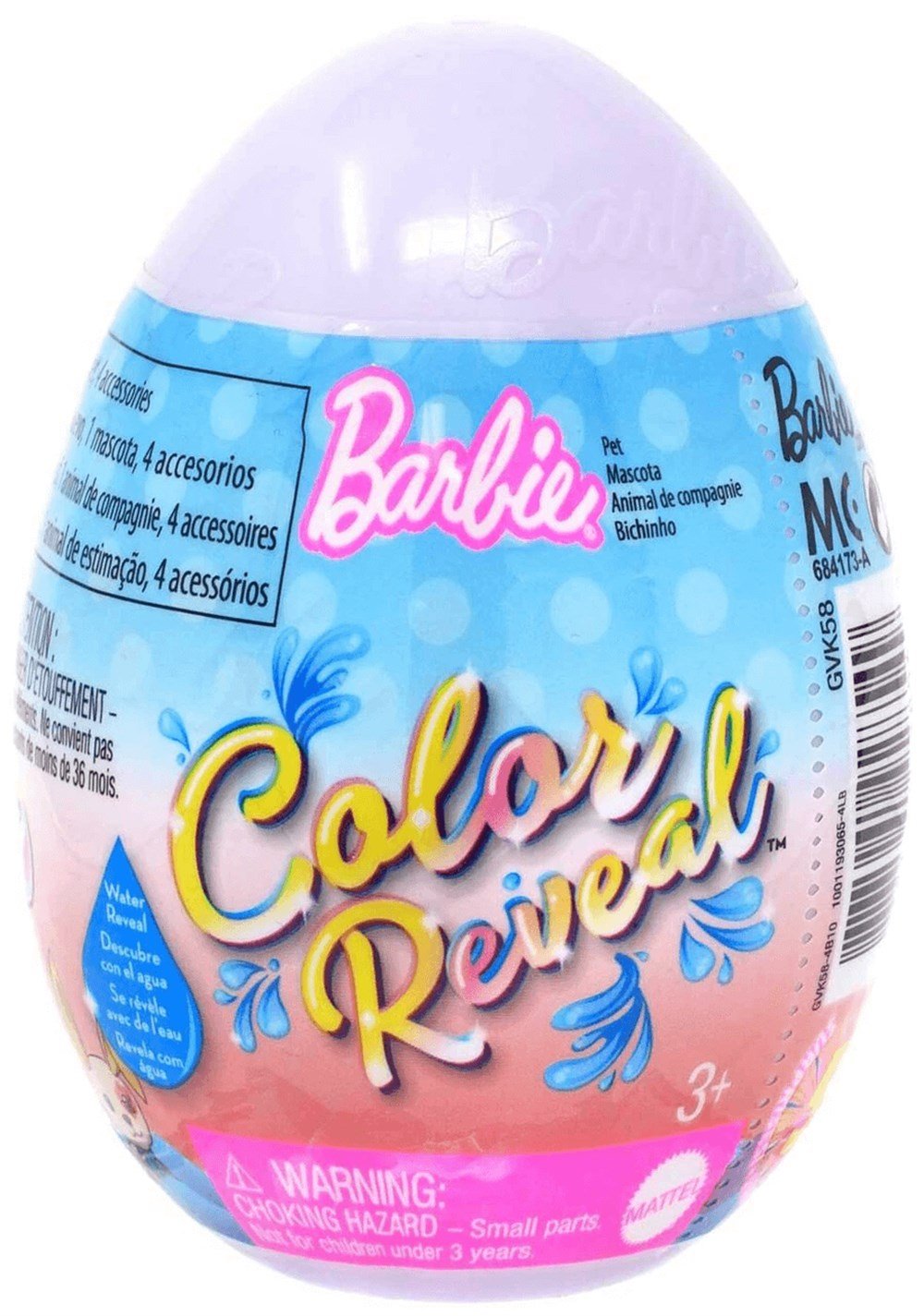 Barbie Color Reveal Sürpriz Hayvan Figürleri (Yumurta Şeklinde Paketli)  GVK58