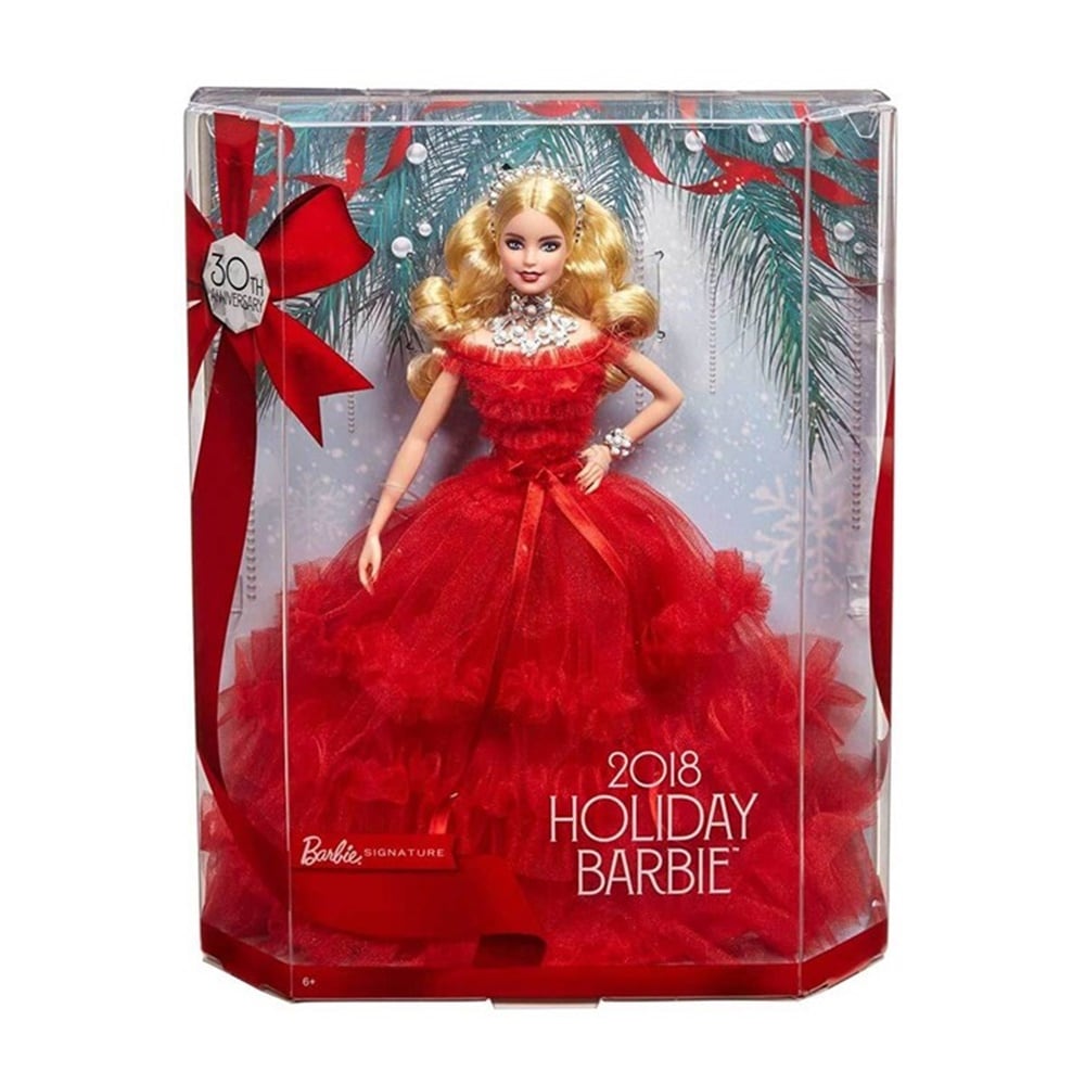 Mutlu Yıllar 2018 Barbie - Sarışın Kırmızı Elbiseli Frn69