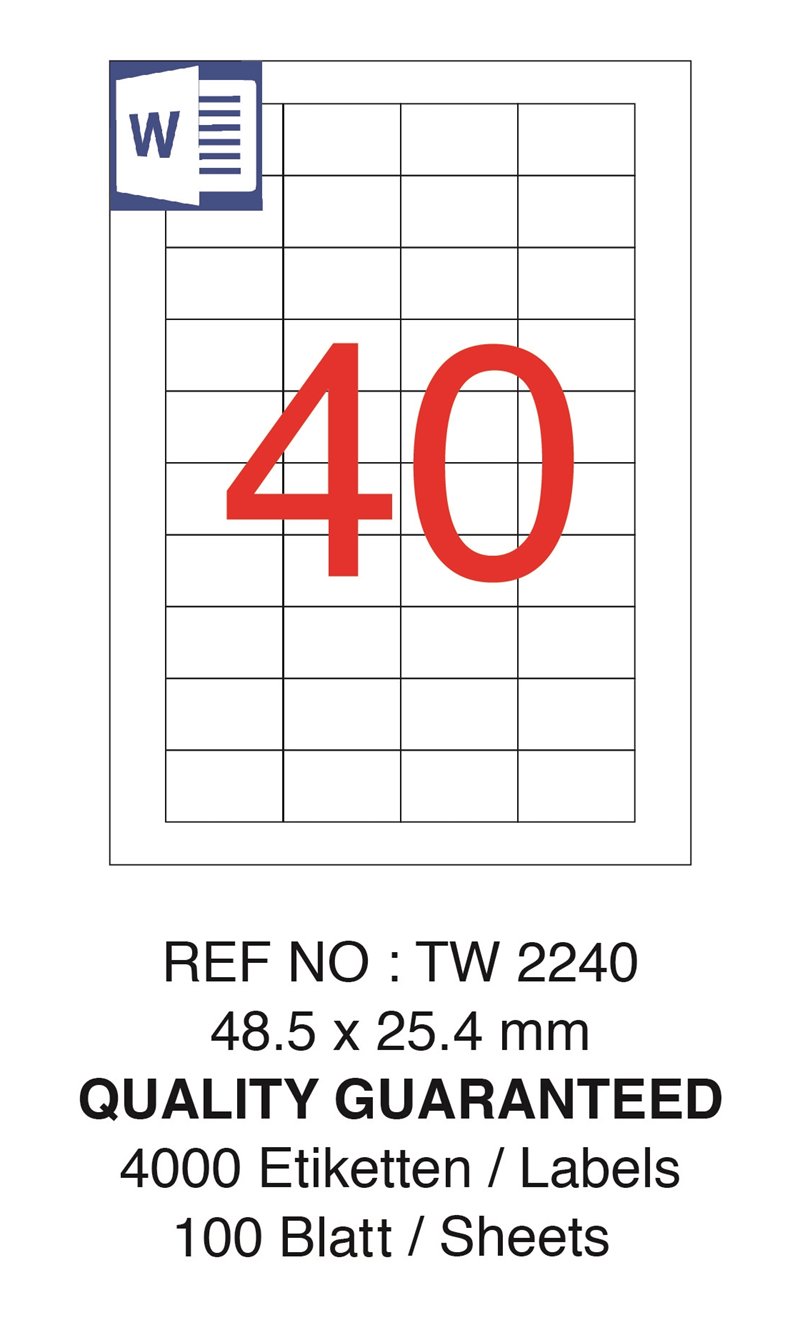 Tanex Tw-2240 Yazıcı Etiketi 48.5 X 25.4 Mm Beyaz 100 LÜ Ofis26