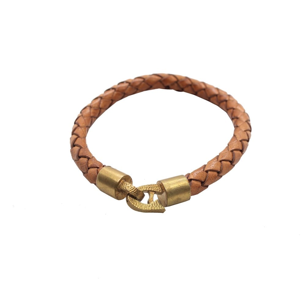 Leather Cool SeriesCMC9814Kahverengi Bronz Deri Bileklik 