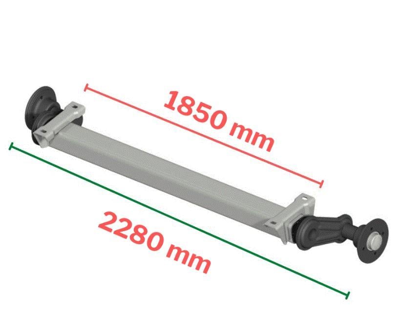 KNOTT 1800 kg Torsiyonlu Aks Frensiz Dingil 1850 mm | 5×112, M12×1.5