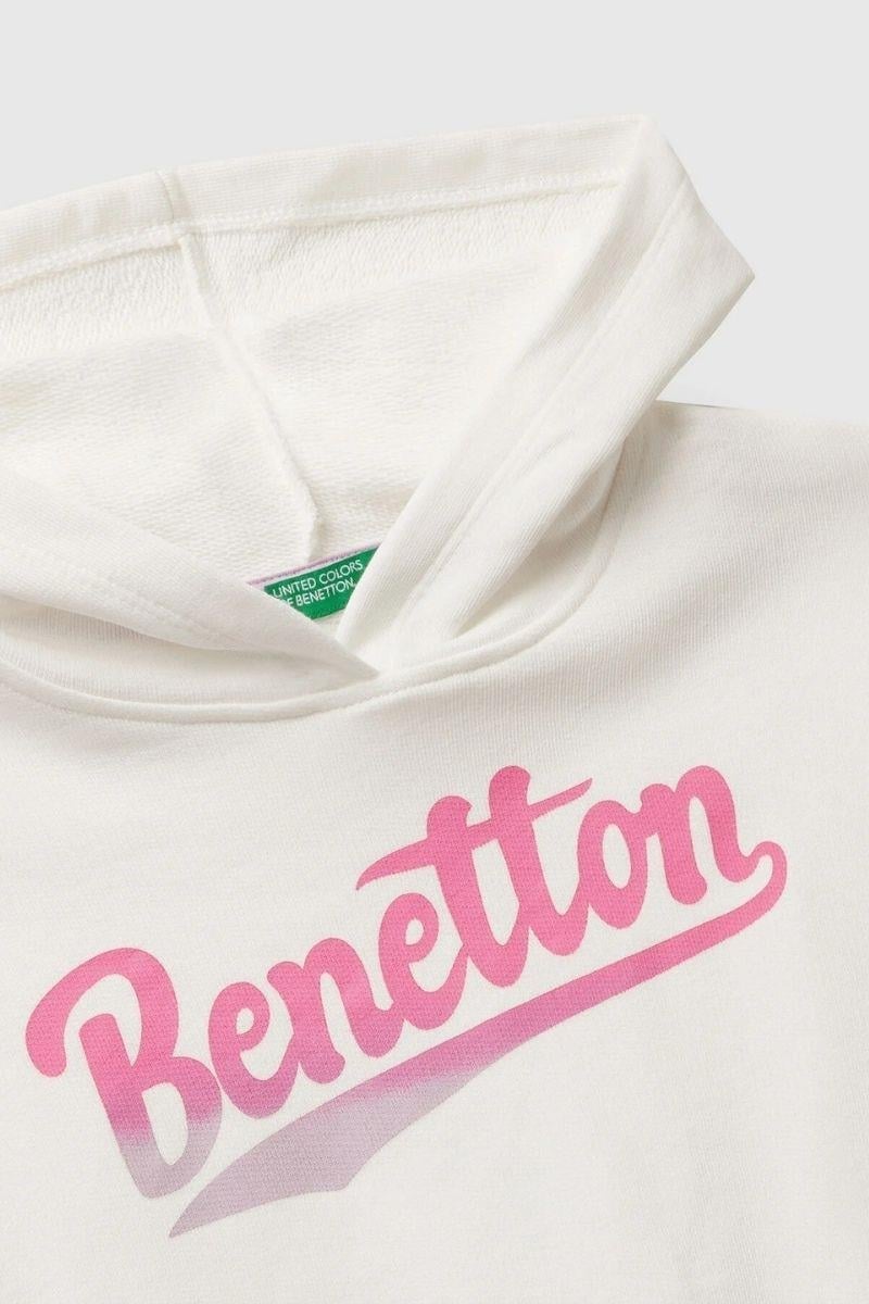 United Colors Of Benetton Kapuzenpullover - Weißer Hoodie Für Kinder 130cm