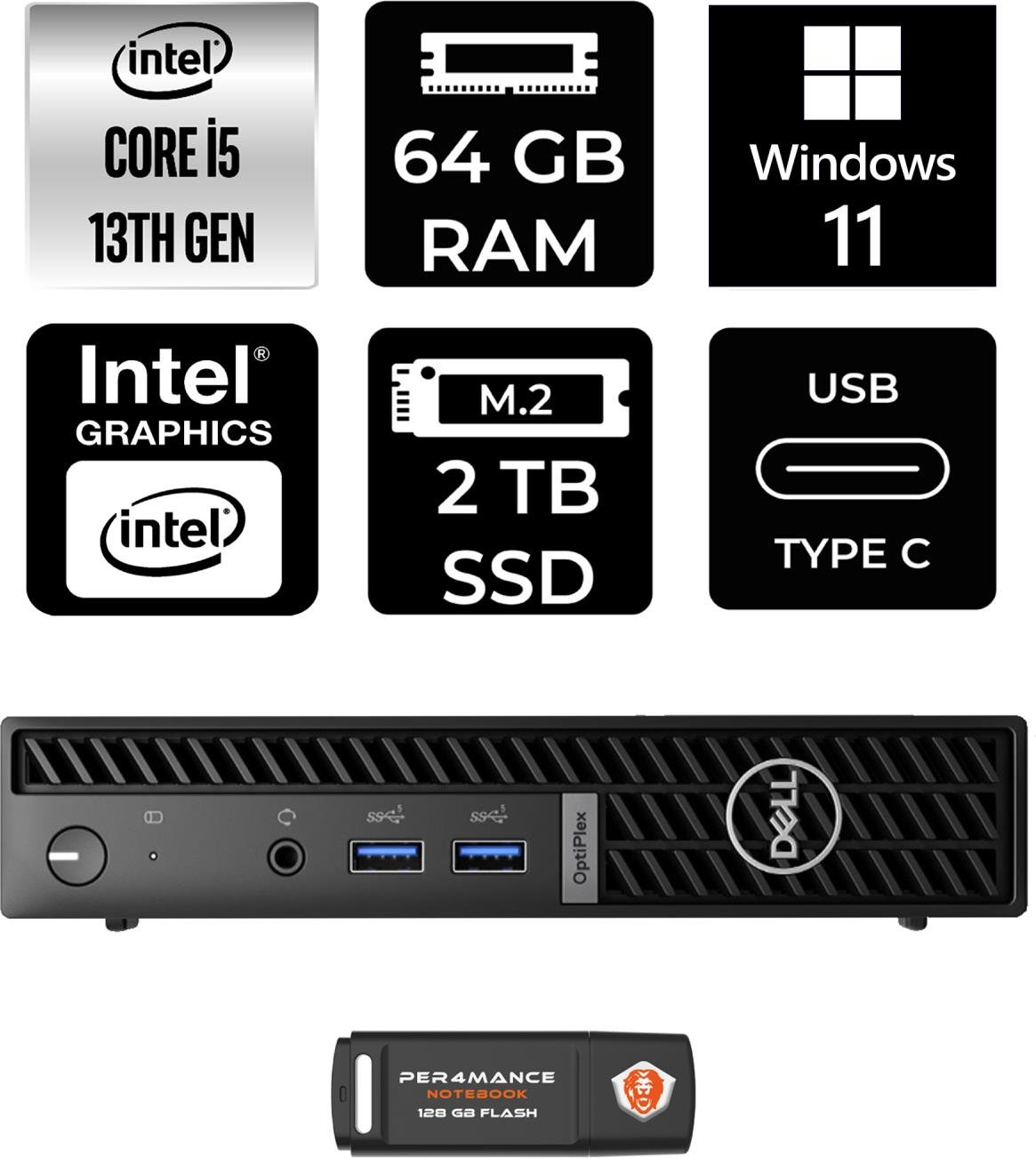 Dell Optiplex 7010MFF Intel Core I5 13500T 64GB 2TB SSD Windows 11