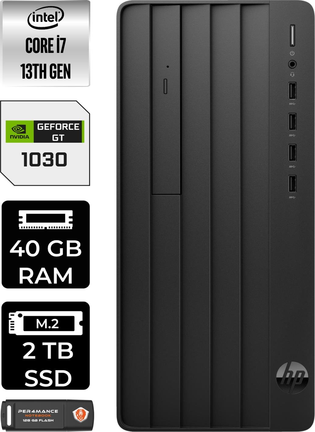 Hp Pro Tower 290 G9 Intel Core I7 13700 40GB 2TB SSD GT1030/4GB