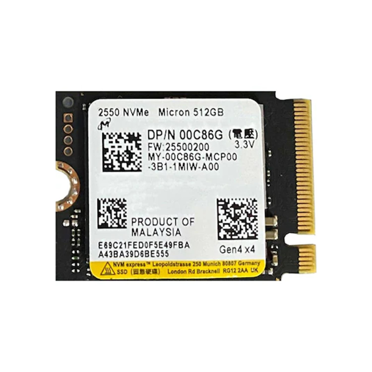 Micron 2550 512GB 2230 M.2 NVMe SSD - OEM [KUTUSUZ] | Per4mance
